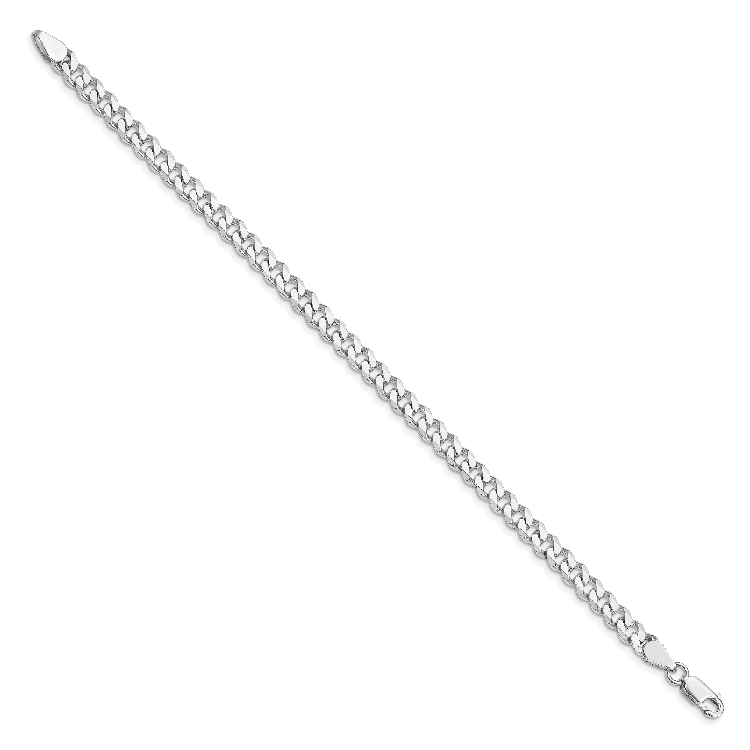 8 Inch Sterling Silver Rhodium-Plated 5.7mm Curb Chain Bracelet