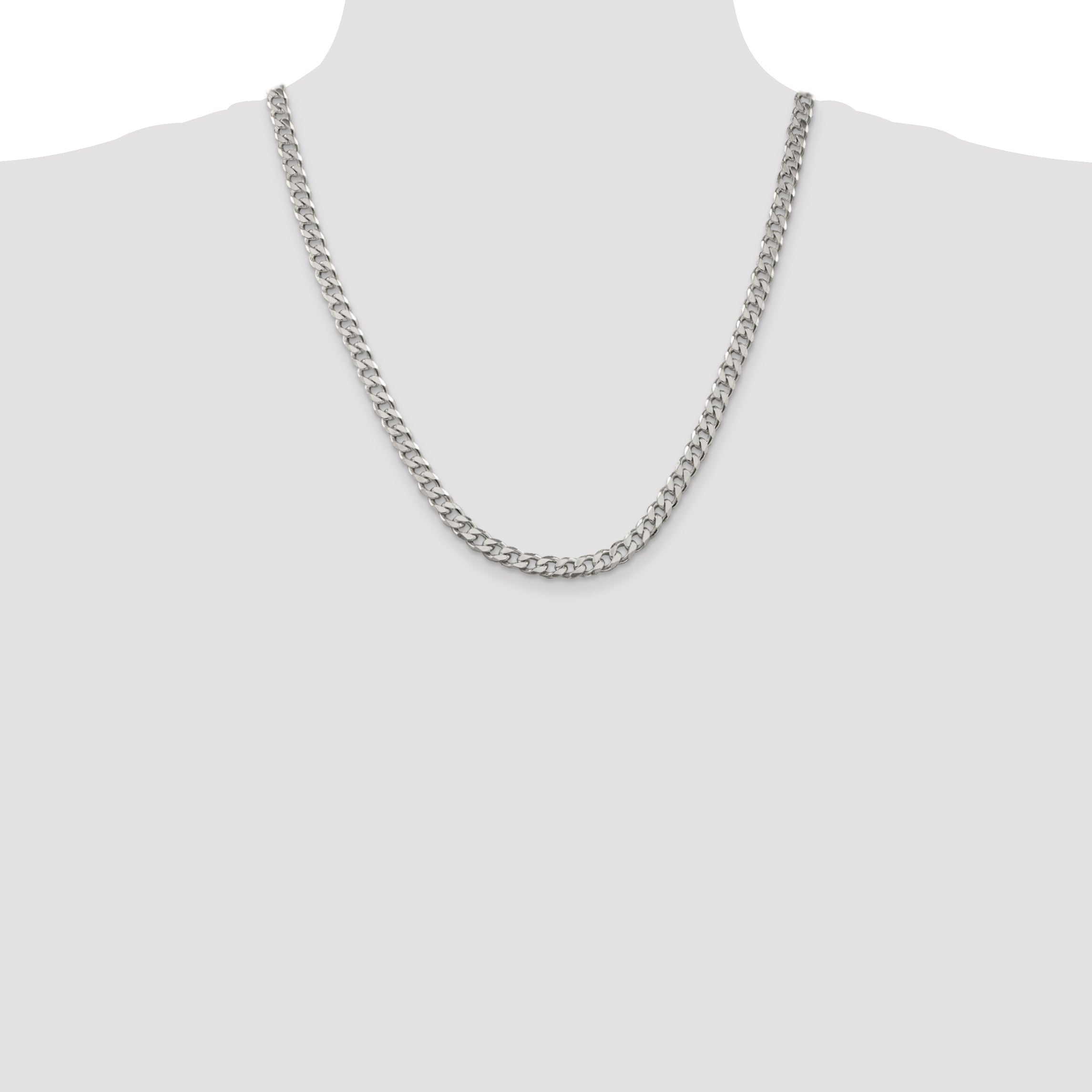 22 Inch Sterling Silver 6.5mm Curb Chain Necklace