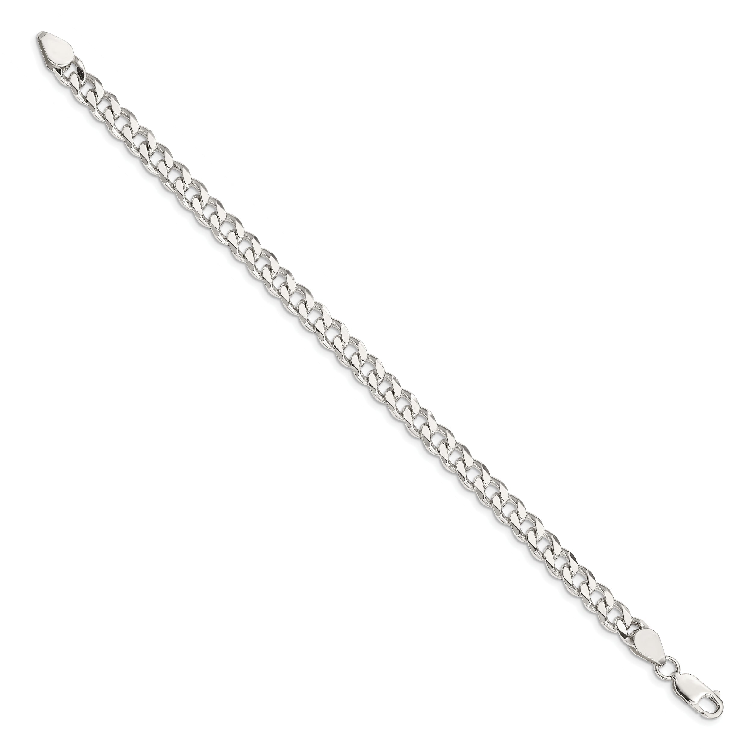 9 Inch Sterling Silver 6.5mm Curb Chain Bracelet