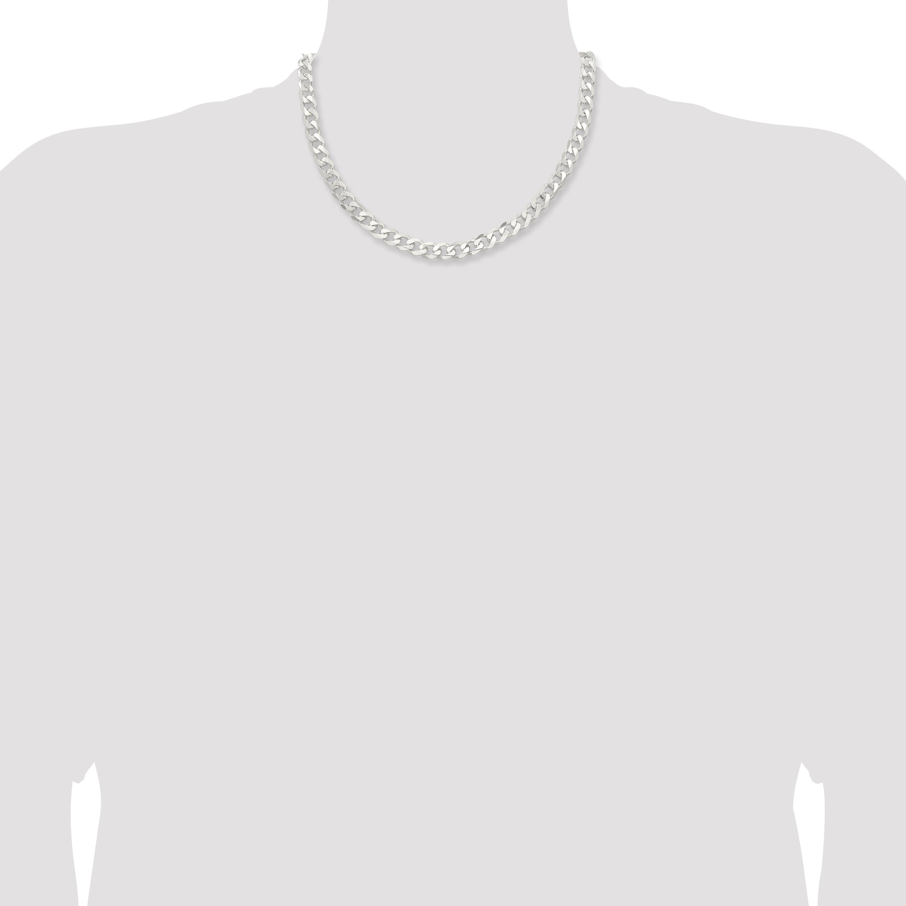 18 Inch Sterling Silver 7.5mm Curb Chain Necklace