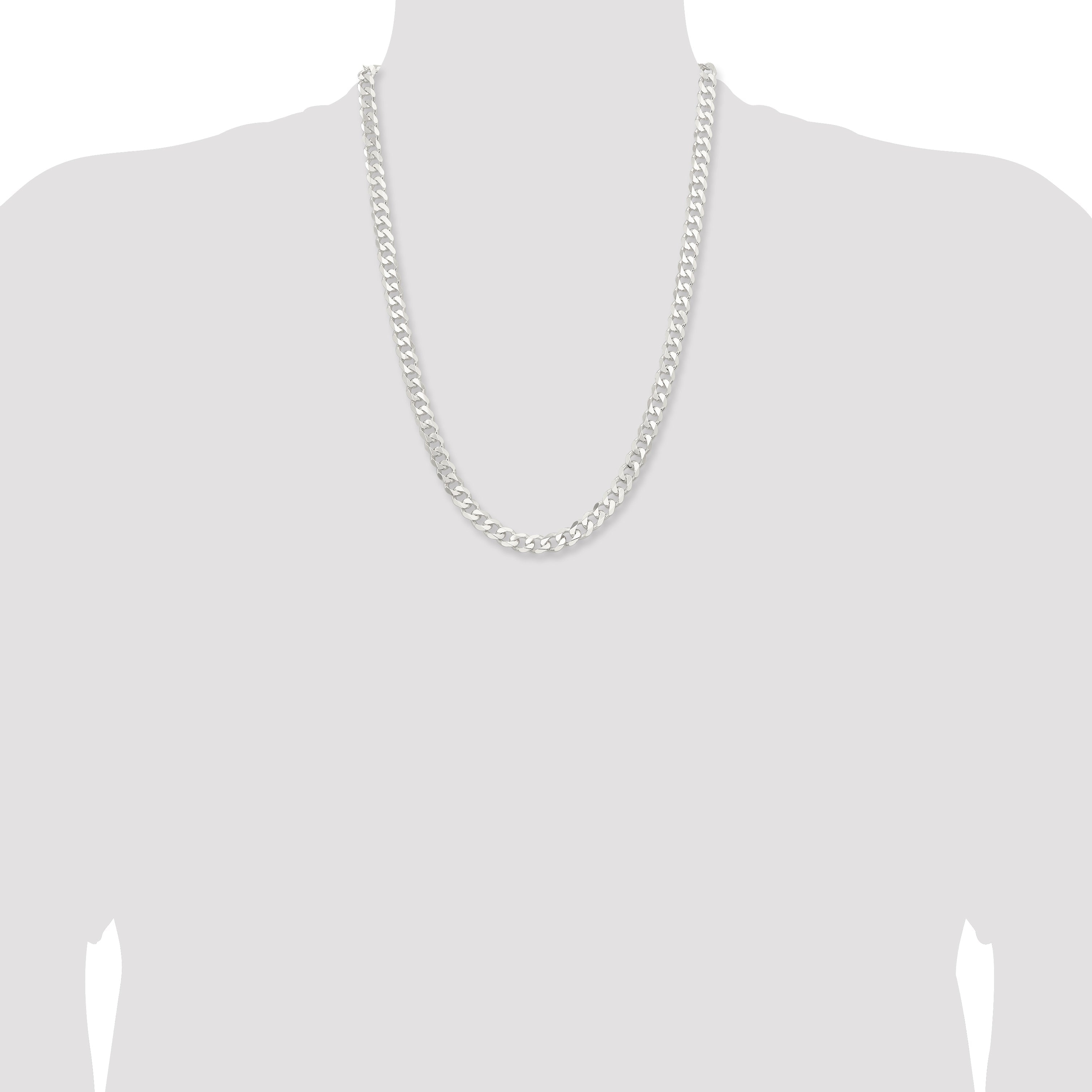 24 Inch Sterling Silver 7.5mm Curb Chain Necklace