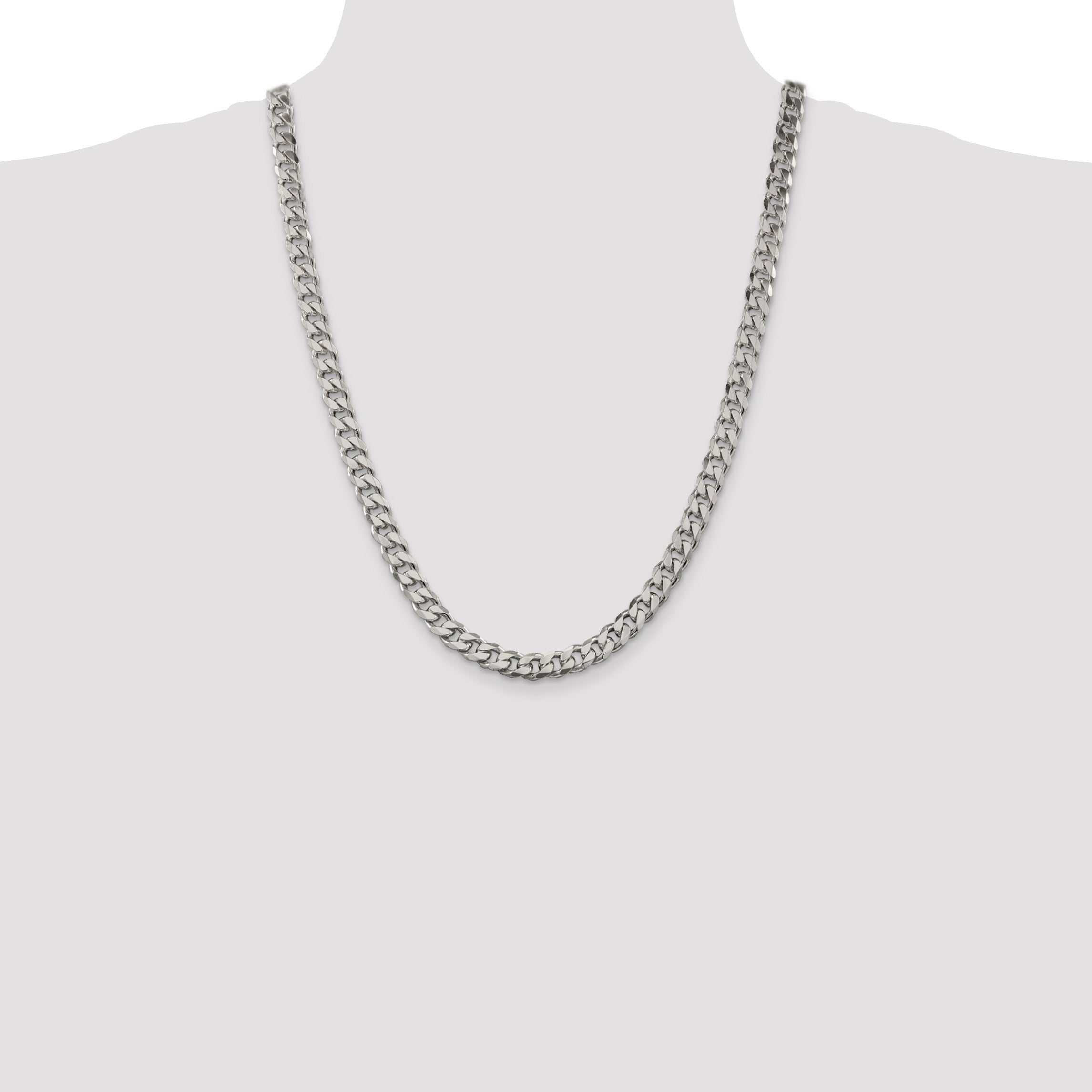 24 Inch Sterling Silver 8.3mm Curb Chain Necklace