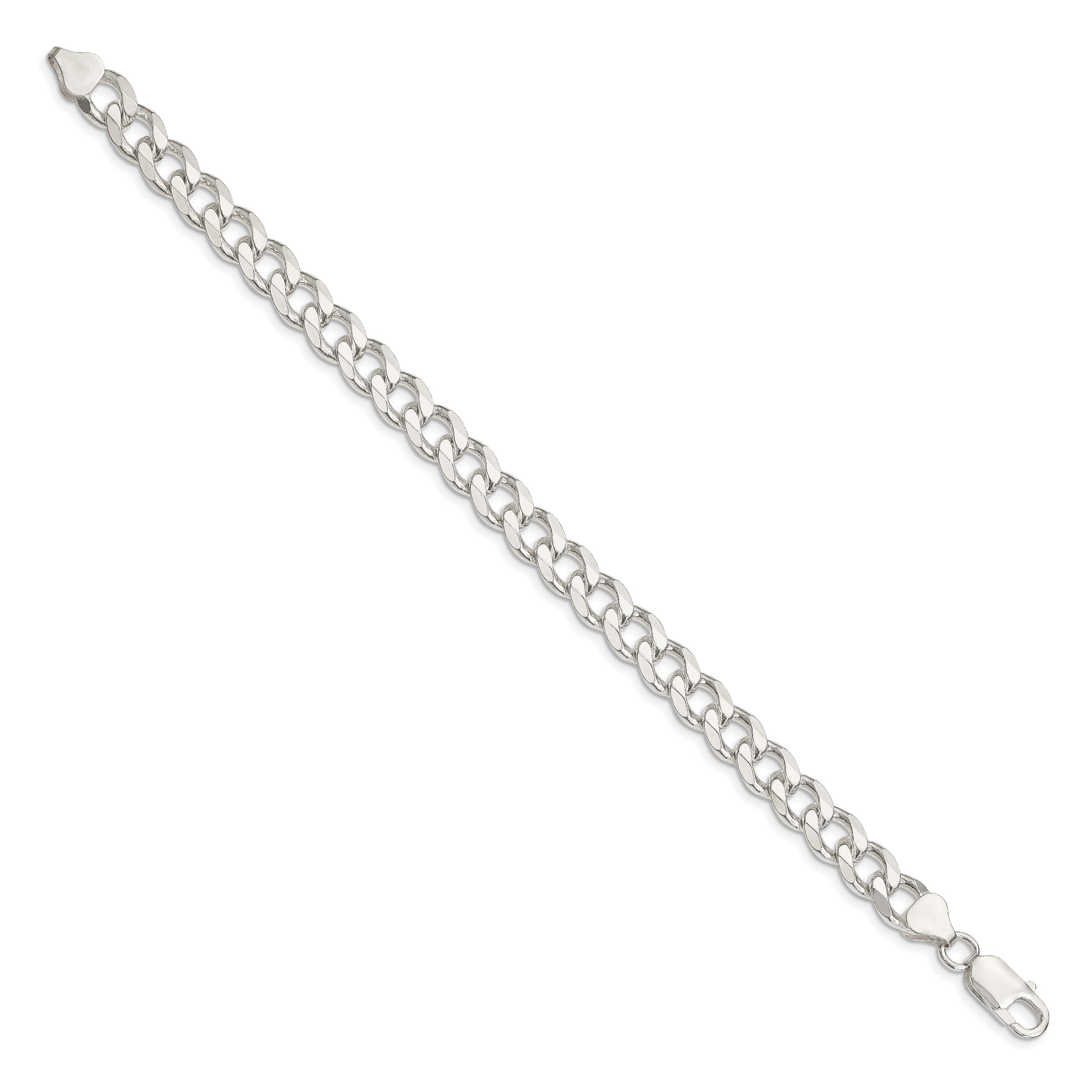 7 Inch Sterling Silver 8.3mm Curb Chain Bracelet