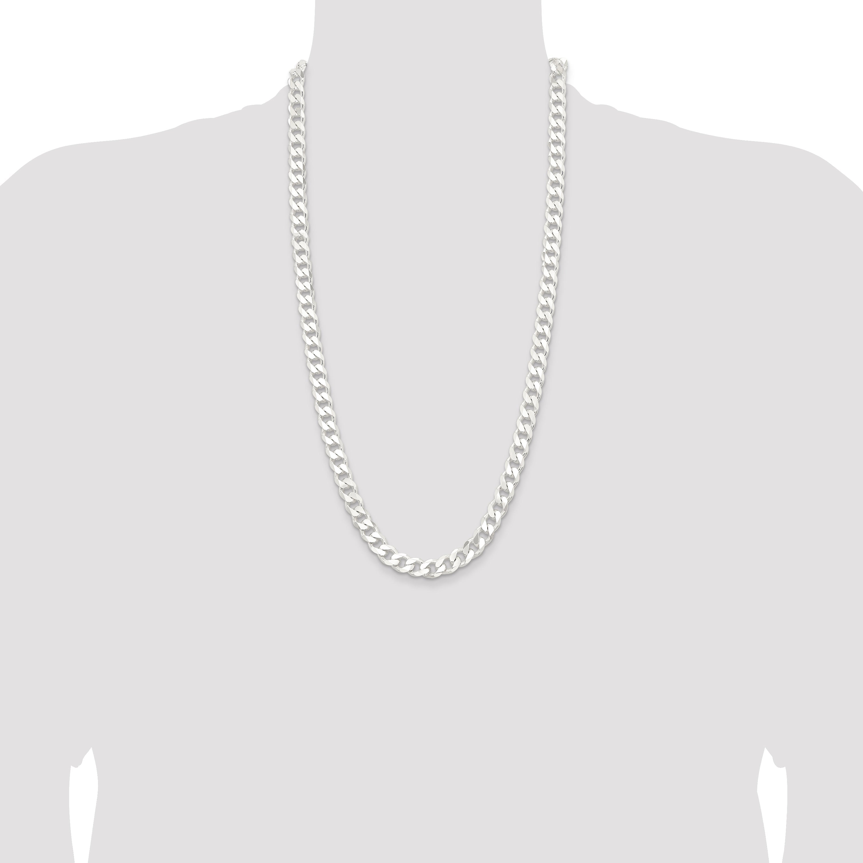 28 Inch Sterling Silver 9.3mm Curb Chain Necklace