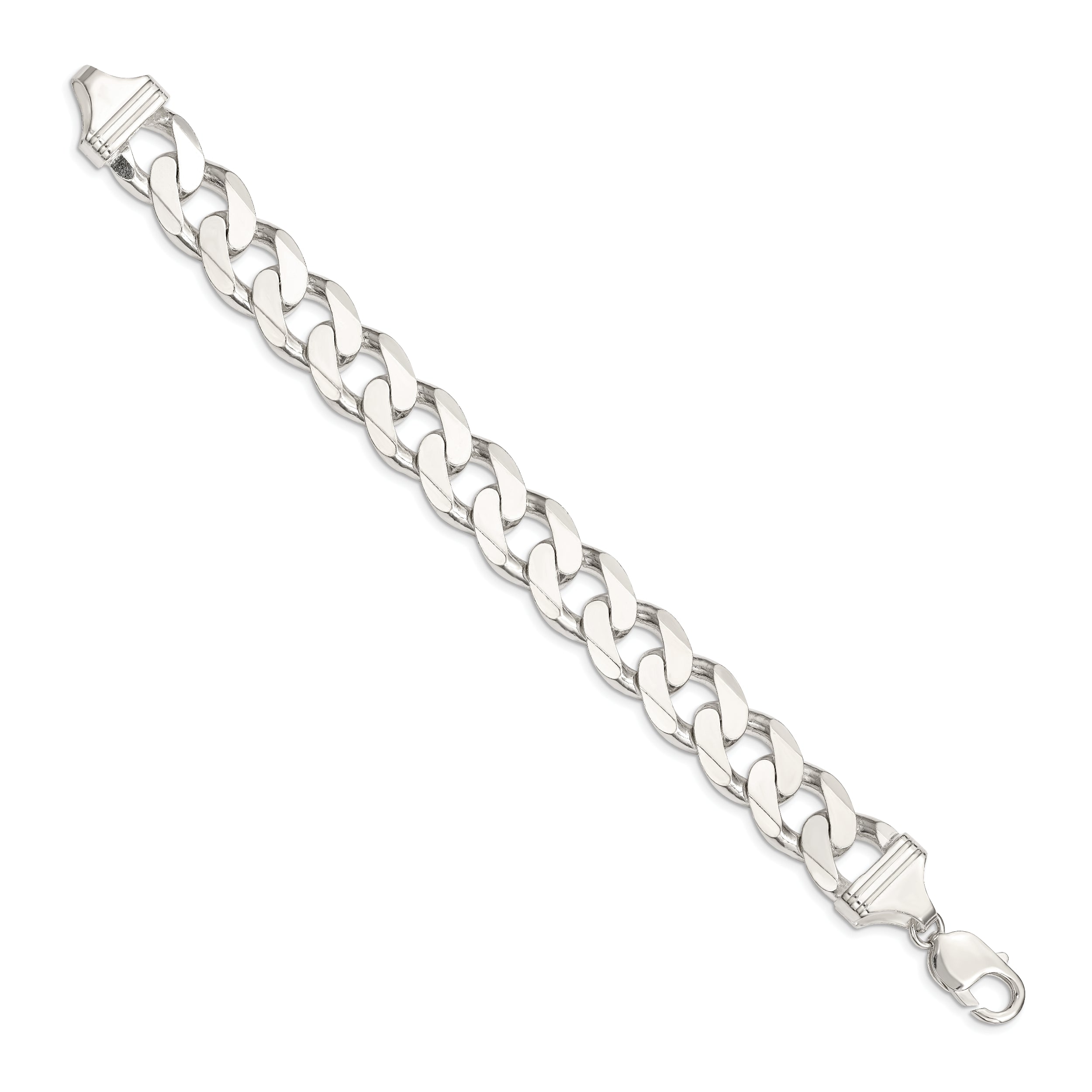 8 Inch Sterling Silver 14.5mm Curb Chain Bracelet