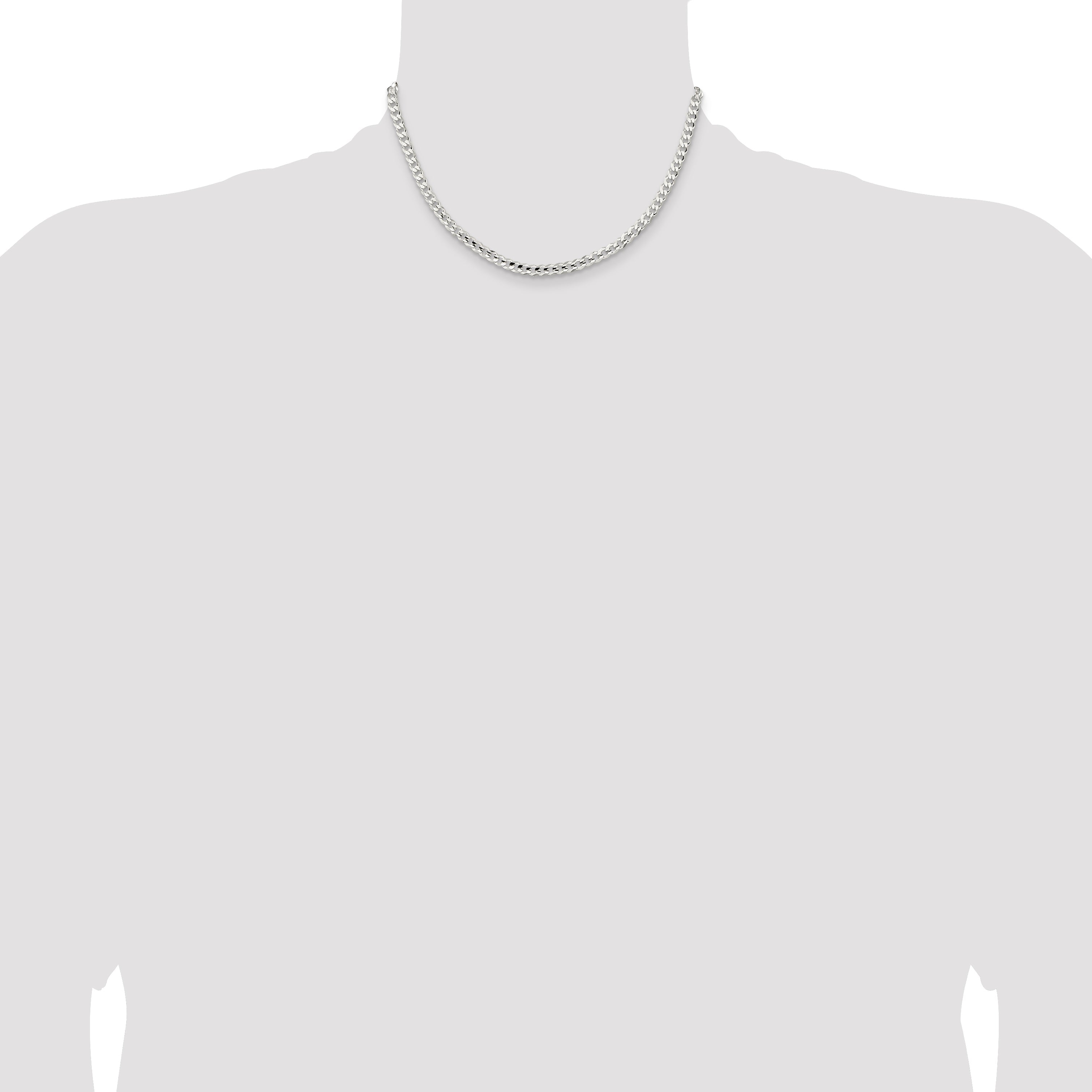 16 Inch Sterling Silver 4.5mm Concave Beveled Curb Chain Necklace