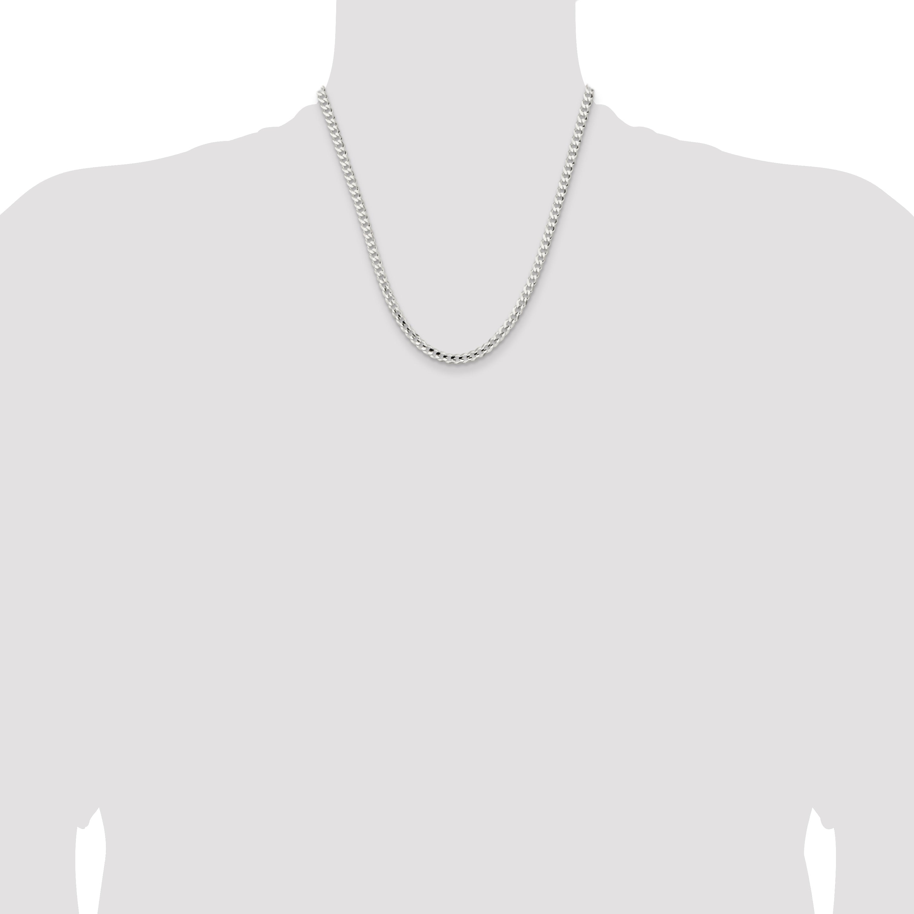 20 Inch Sterling Silver 4.5mm Concave Beveled Curb Chain Necklace