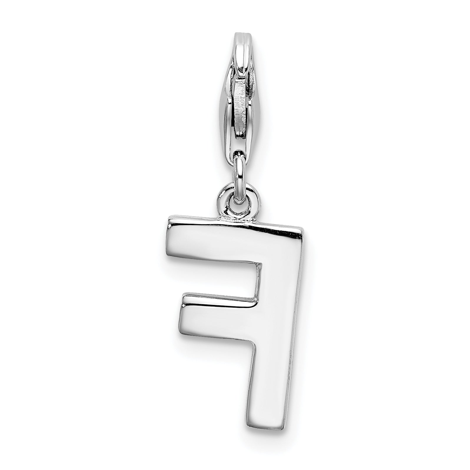 Sterling Silver Amore La Vita Rhodium-Plated Polished Cz Letter F Initial Charm With Fancy Lobster Clasp
