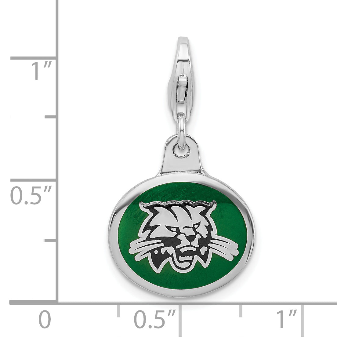 Sterling Silver Amore La Vita Rhodium-Plated Polished Enameled Ohio University Charm With Fancy Lobster Clasp