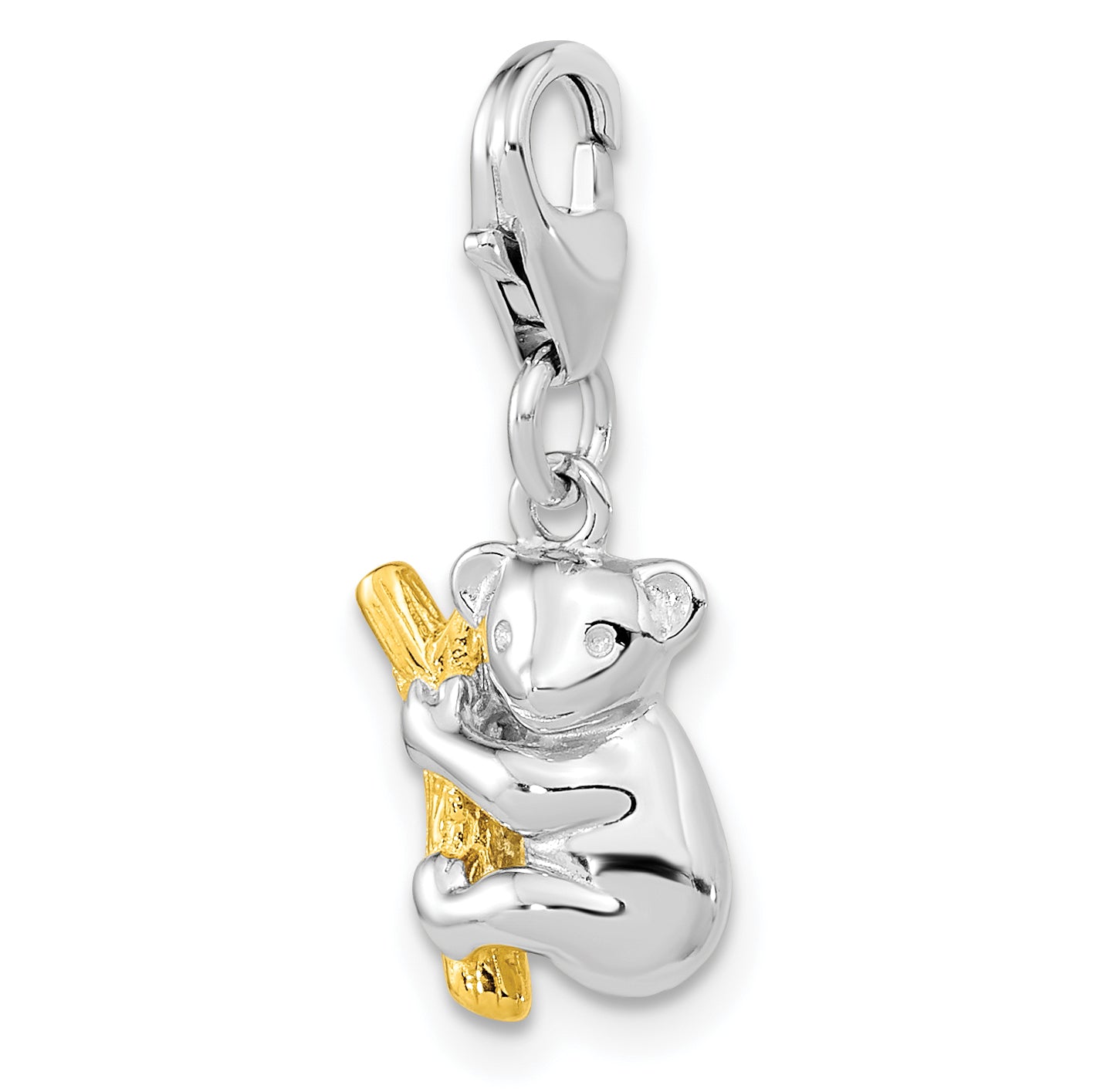 Ss/Gold Plated Amore La Vita Sterling Silver Rhodium-Plated And Gold-Plated 3-D Koala Bear On Tree Charm With Fancy Lobster Clasp