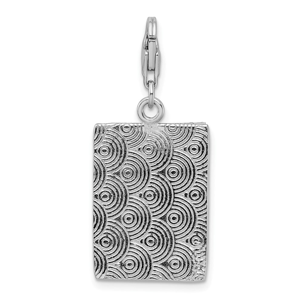 Sterling Silver Amore La Vita Rhodium-Plated Polished Picture Frame Charm With Fancy Lobster Clasp