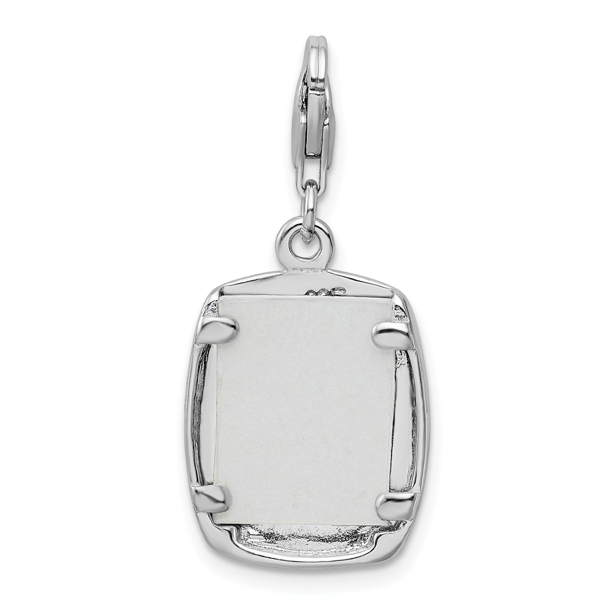 Sterling Silver Amore La Vita Rhodium-Plated Polished My Baby Frame Charm With Fancy Lobster Clasp