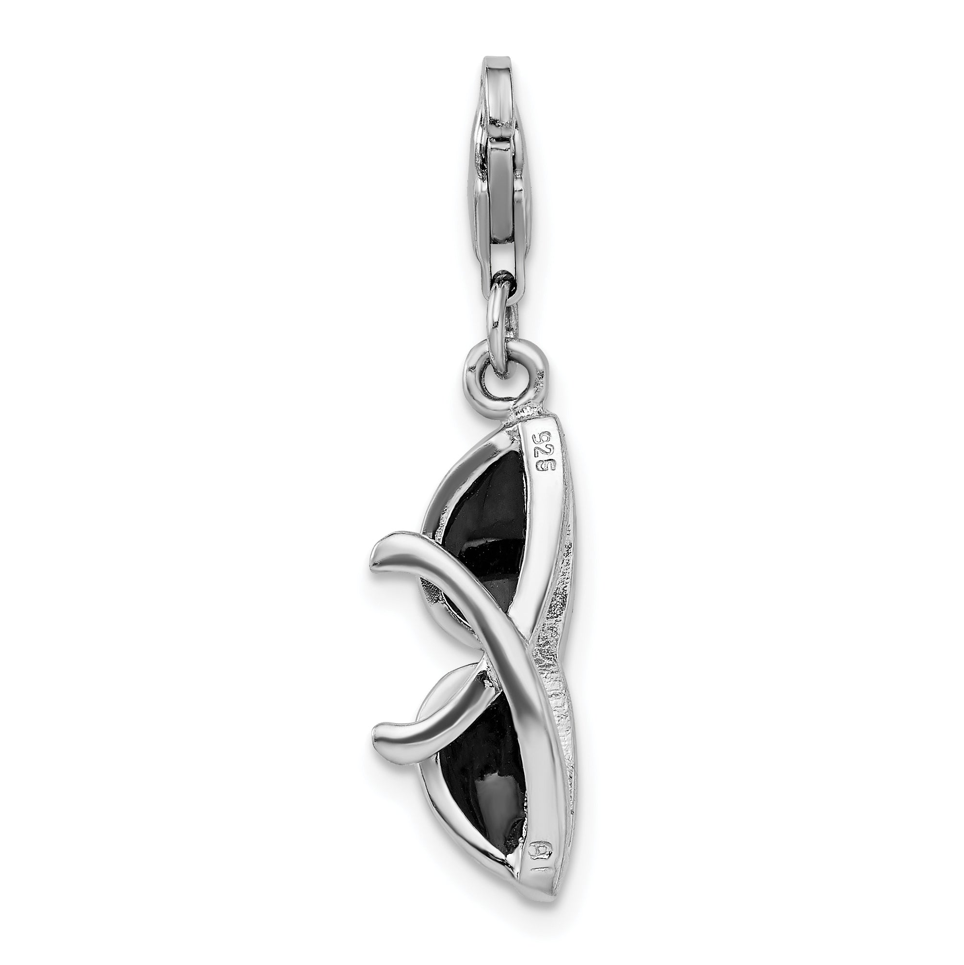 Sterling Silver Amore La Vita Rhodium-Plated Polished 3-D Enameled Sunglass Charm With Fancy Lobster Clasp