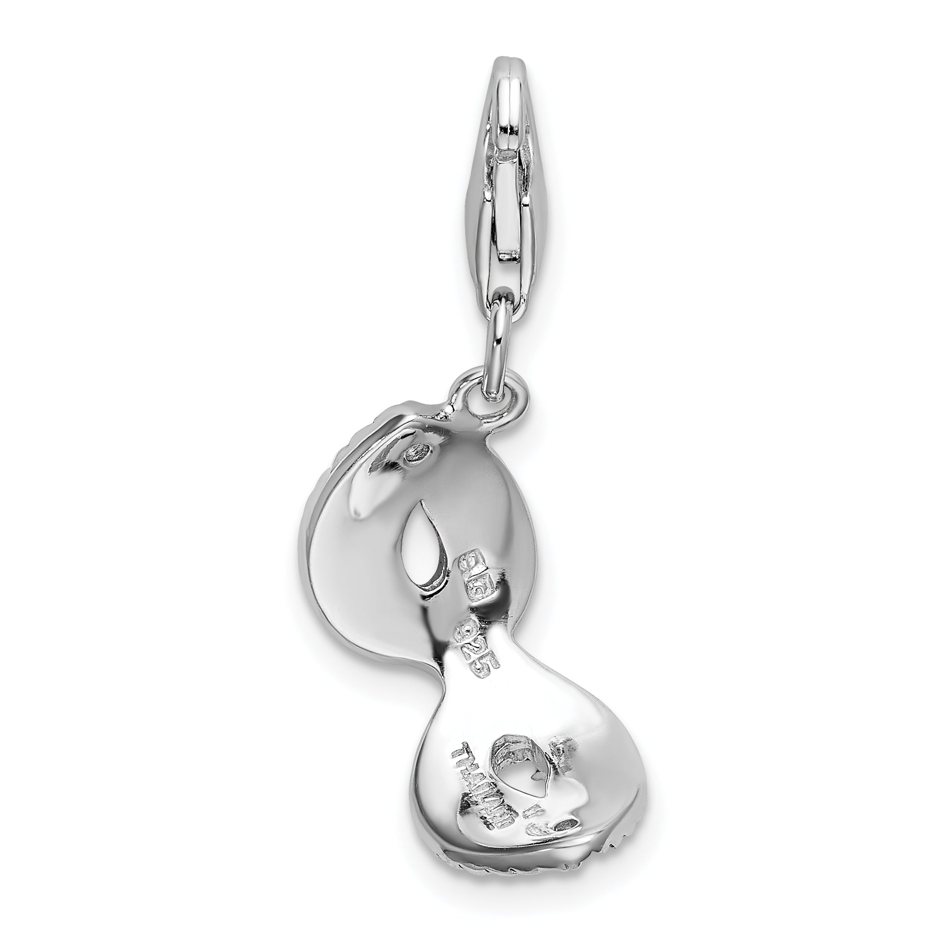 Sterling Silver Amore La Vita Rhodium-Plated Polished 3-D Red Enameled Mask Charm With Fancy Lobster Clasp