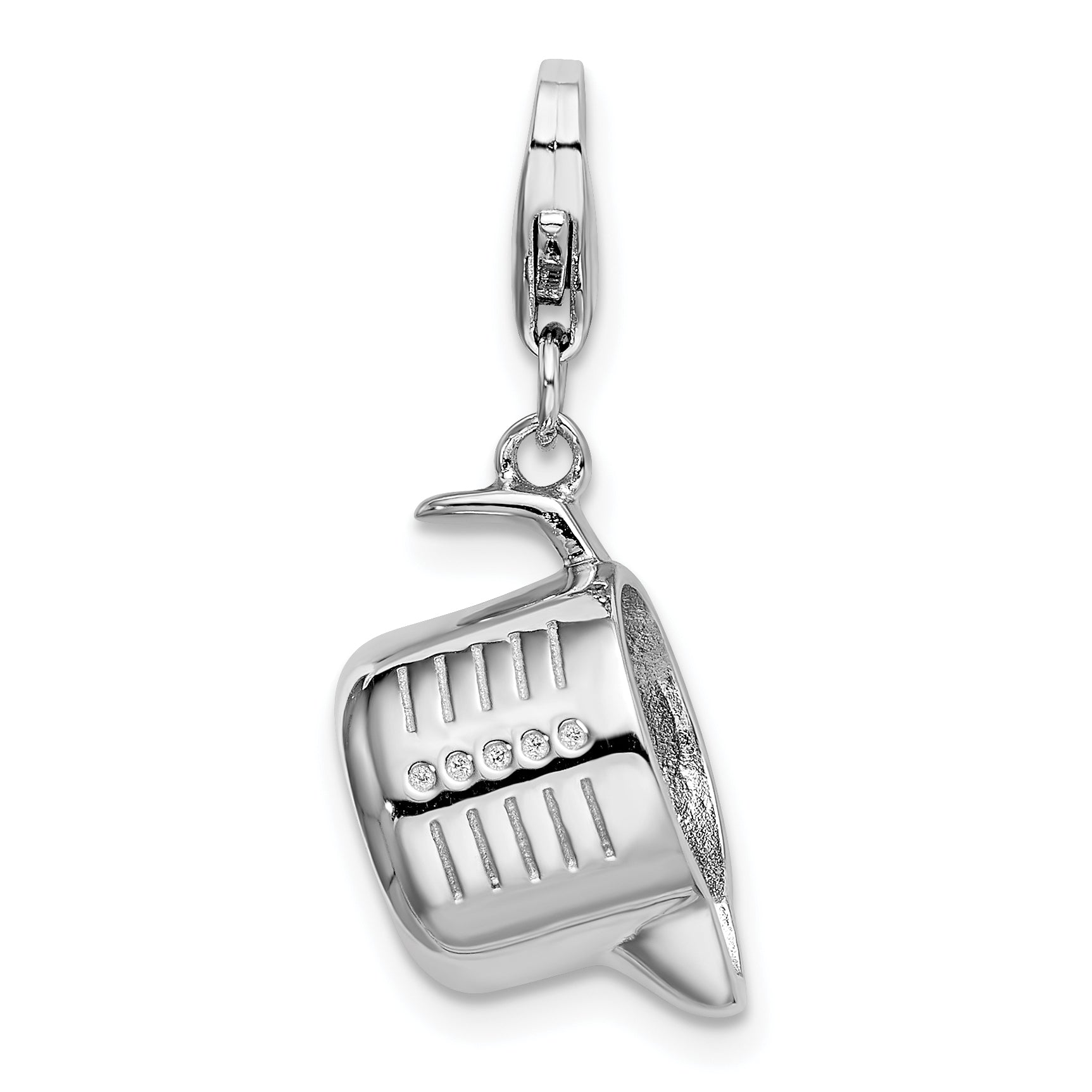 Sterling Silver Amore La Vita Rhodium-Plated Polished 3-D Measuring Cup Charm With Fancy Lobster Clasp