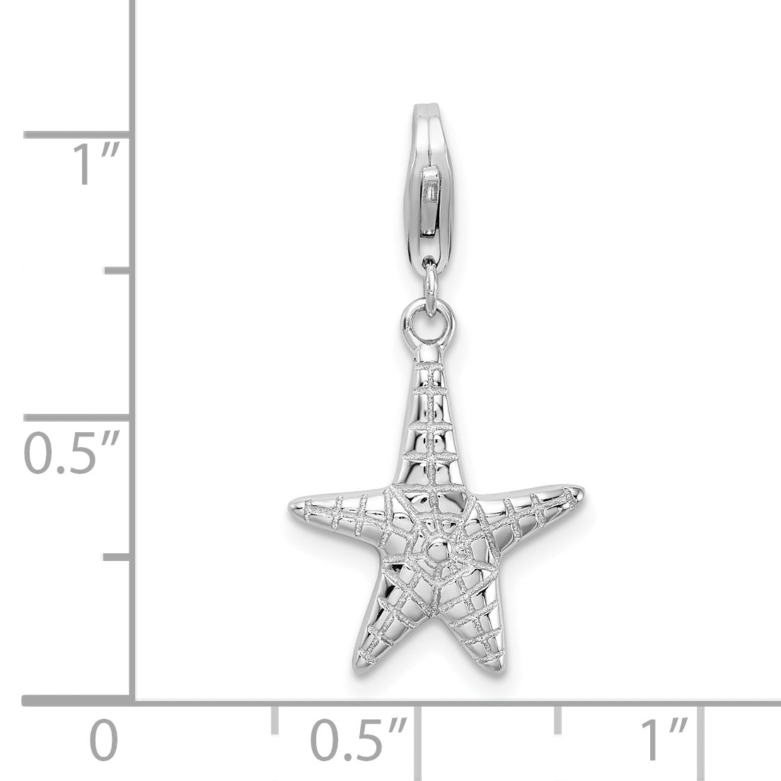 Sterling Silver Amore La Vita Rhodium-Plated Polished Starfish Charm With Fancy Lobster Clasp