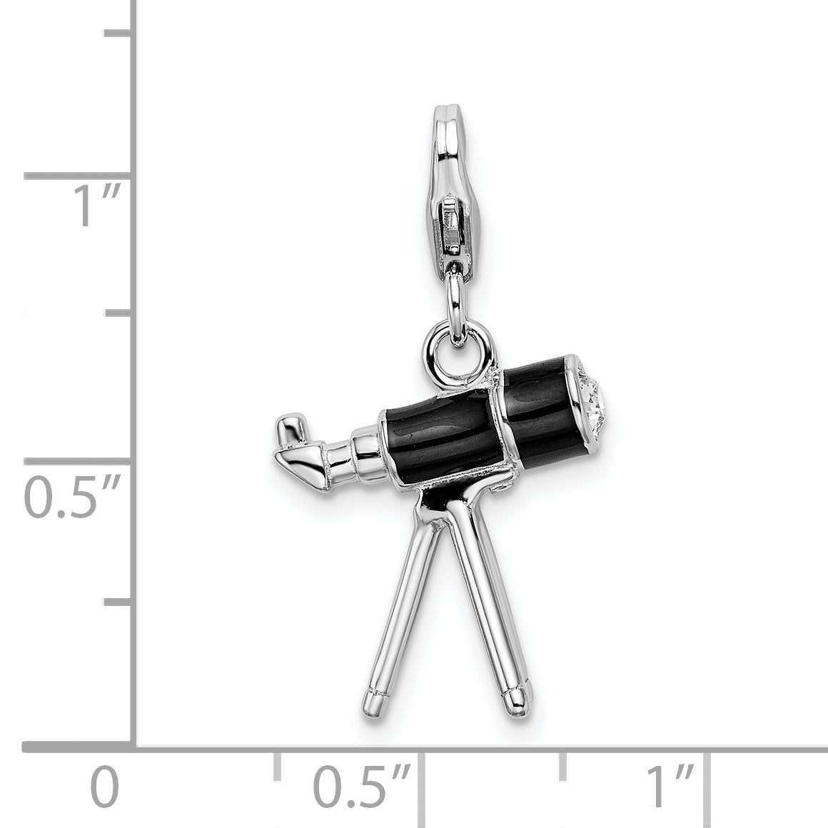 Sterling Silver Amore La Vita Rhodium-Plated Polished 3-D Enameled Crystal From Swarovski Telescope Charm With Fancy Lobster Clasp