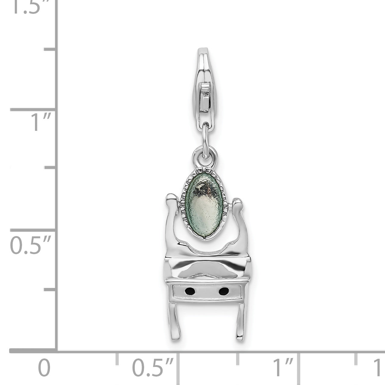 Sterling Silver Amore La Vita Rhodium-Plated 3-D Polished Enameled Vanity Charm With Fancy Lobster Clasp