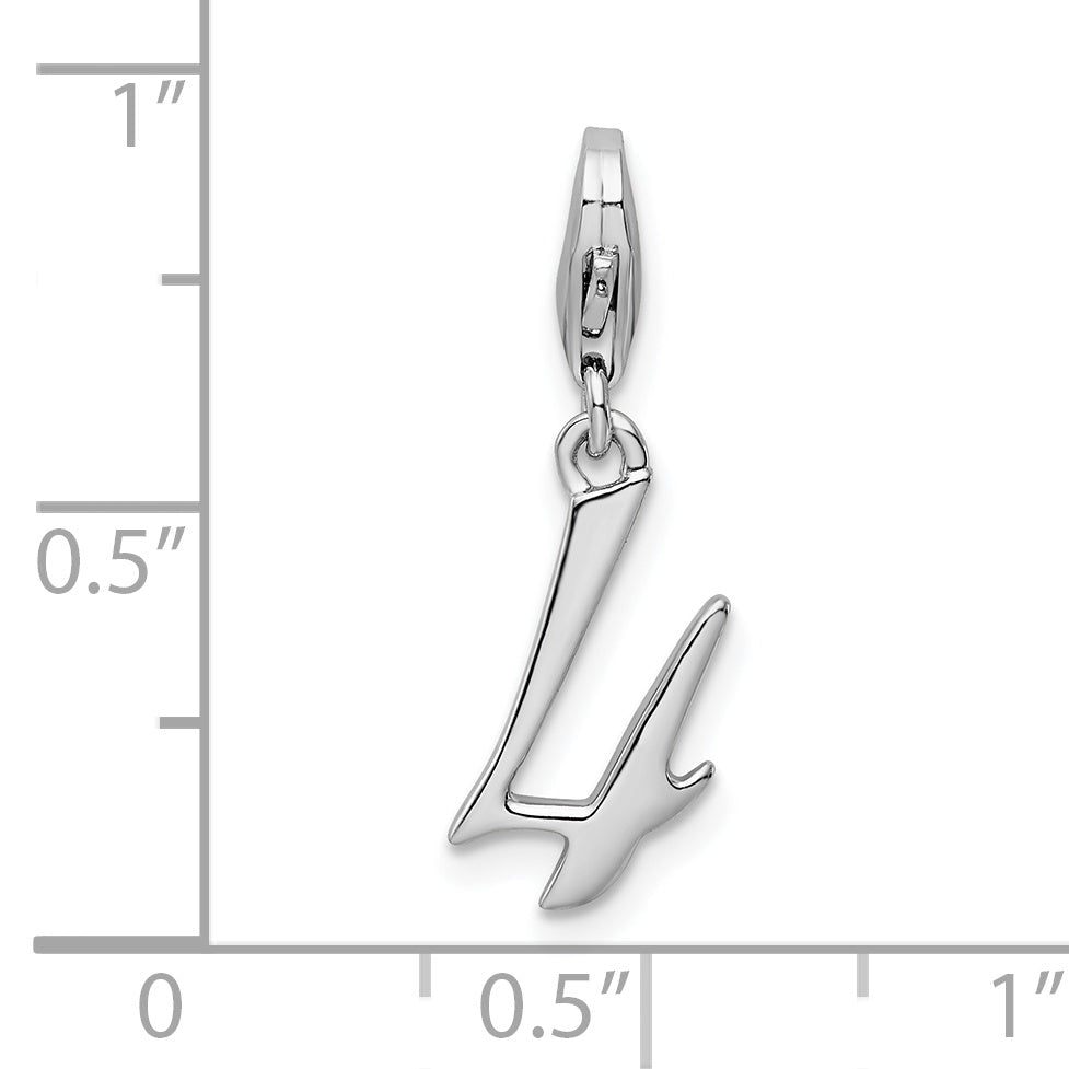 Sterling Silver Amore La Vita Rhodium-Plated Polished Number 4 Charm With Fancy Lobster Clasp