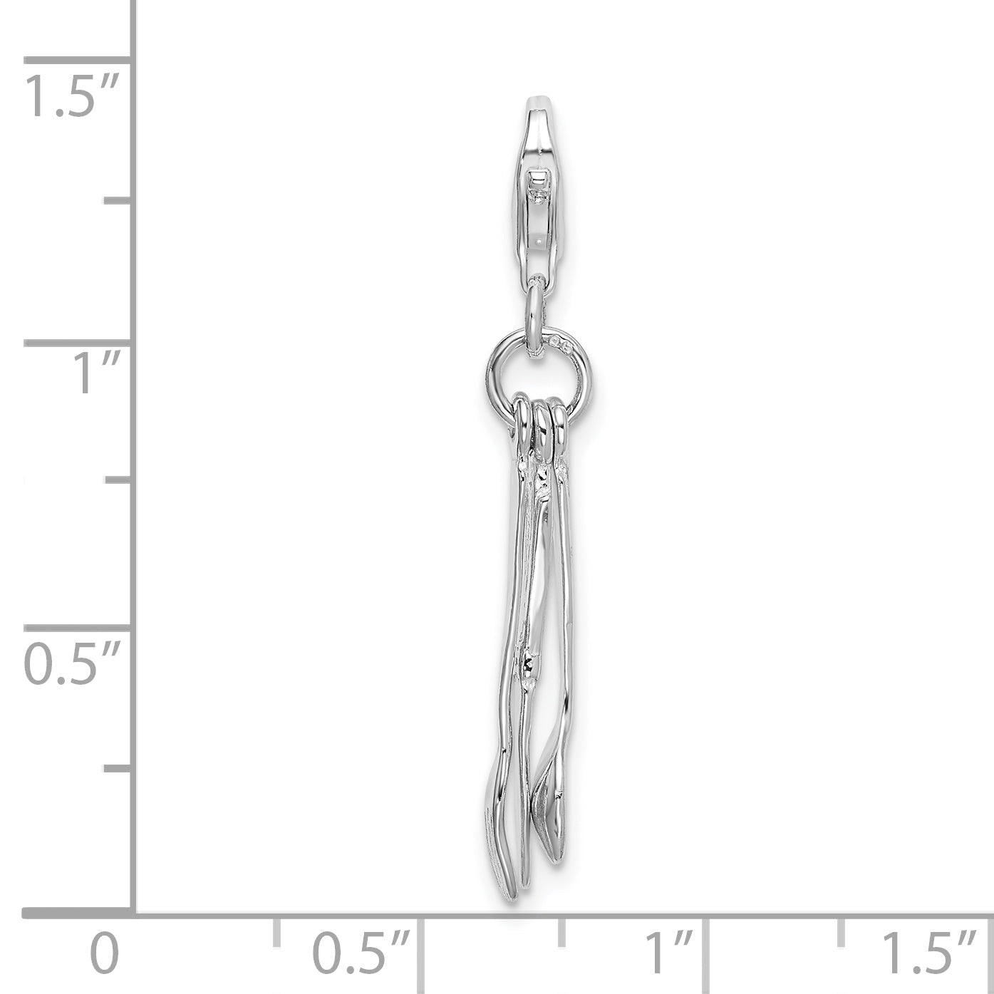 Sterling Silver Amore La Vita Rhodium-Plated Polished 3-D Cutlery Charm With Fancy Lobster Clasp