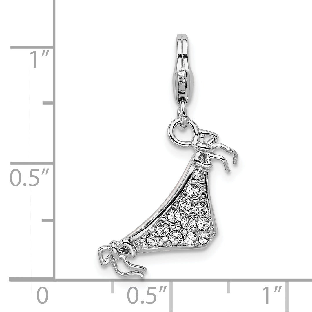 Sterling Silver Amore La Vita Rhodium-Plated Polished 3-D Enameled Bikini Bottom Charm With Fancy Lobster Clasp