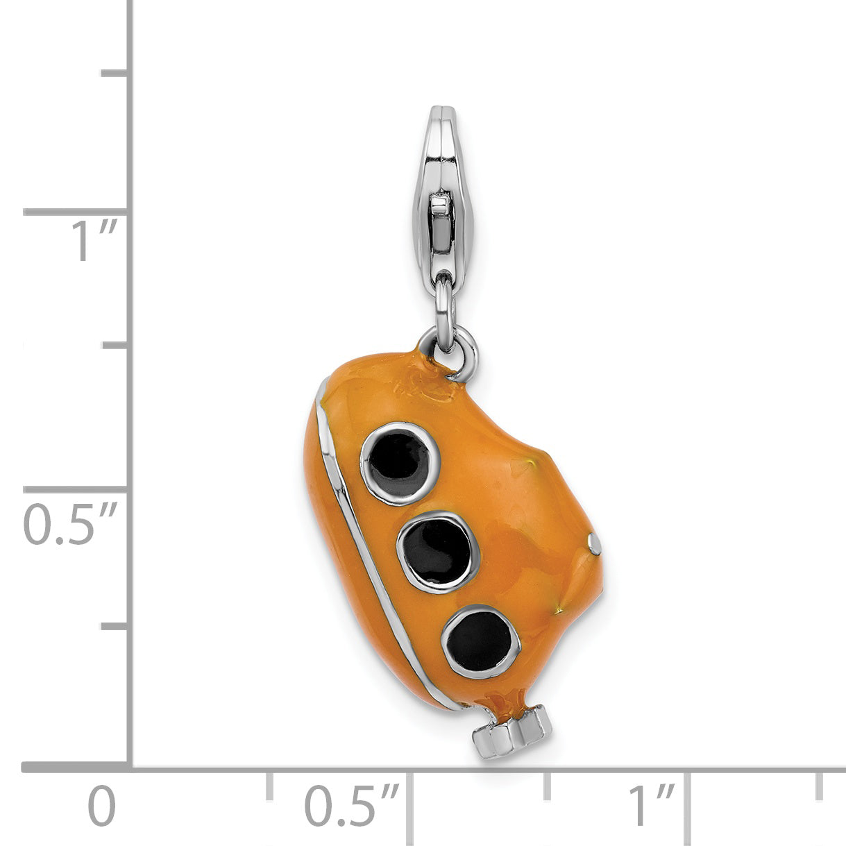 Sterling Silver Amore La Vita Rhodium-Plated Polished 3-D Enameled Submarine Charm With Fancy Lobster Clasp