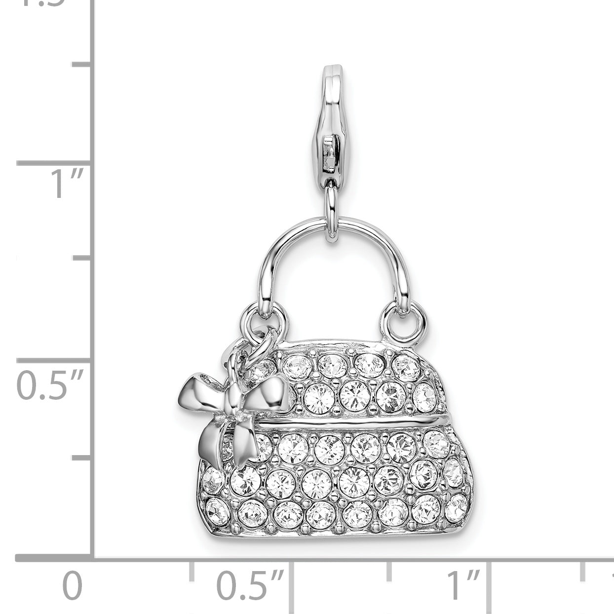 Sterling Silver Amore La Vita Rhodium-Plated Polished Enameled 3-D Purse Charm With Fancy Lobster Clasp