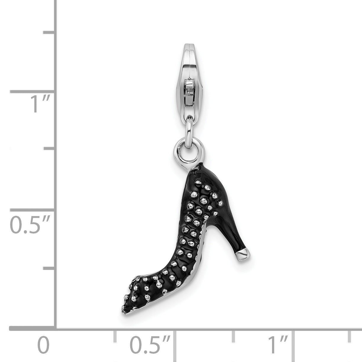 Sterling Silver Amore La Vita Rhodium-Plated Polished 3-D Enameled High Heel Charm With Fancy Lobster Clasp
