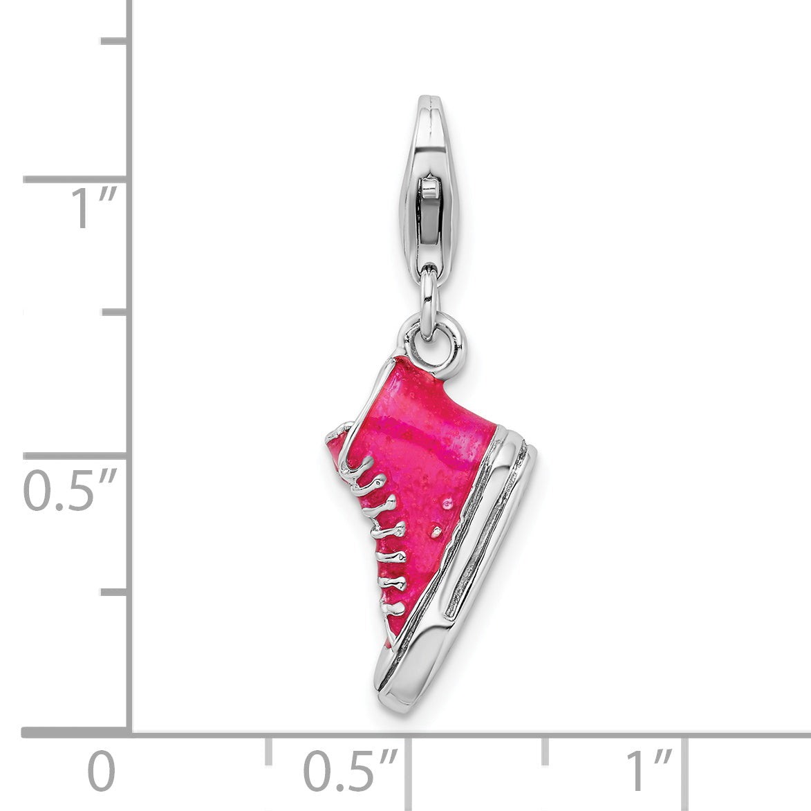 Sterling Silver Amore La Vita Rhodium-Plated 3-D Enameled High Top Shoe Charm With Fancy Lobster Clasp