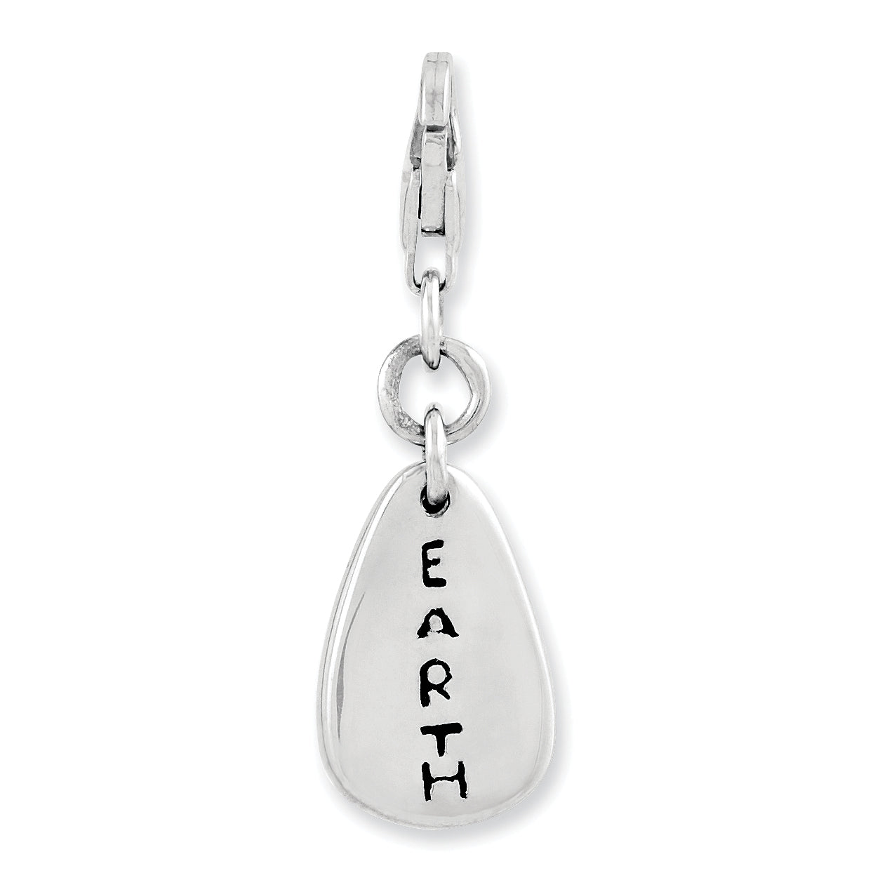 Sterling Silver Amore La Vita Rhodium-Plated Polished Earth Symbol Charm With Fancy Lobster Clasp