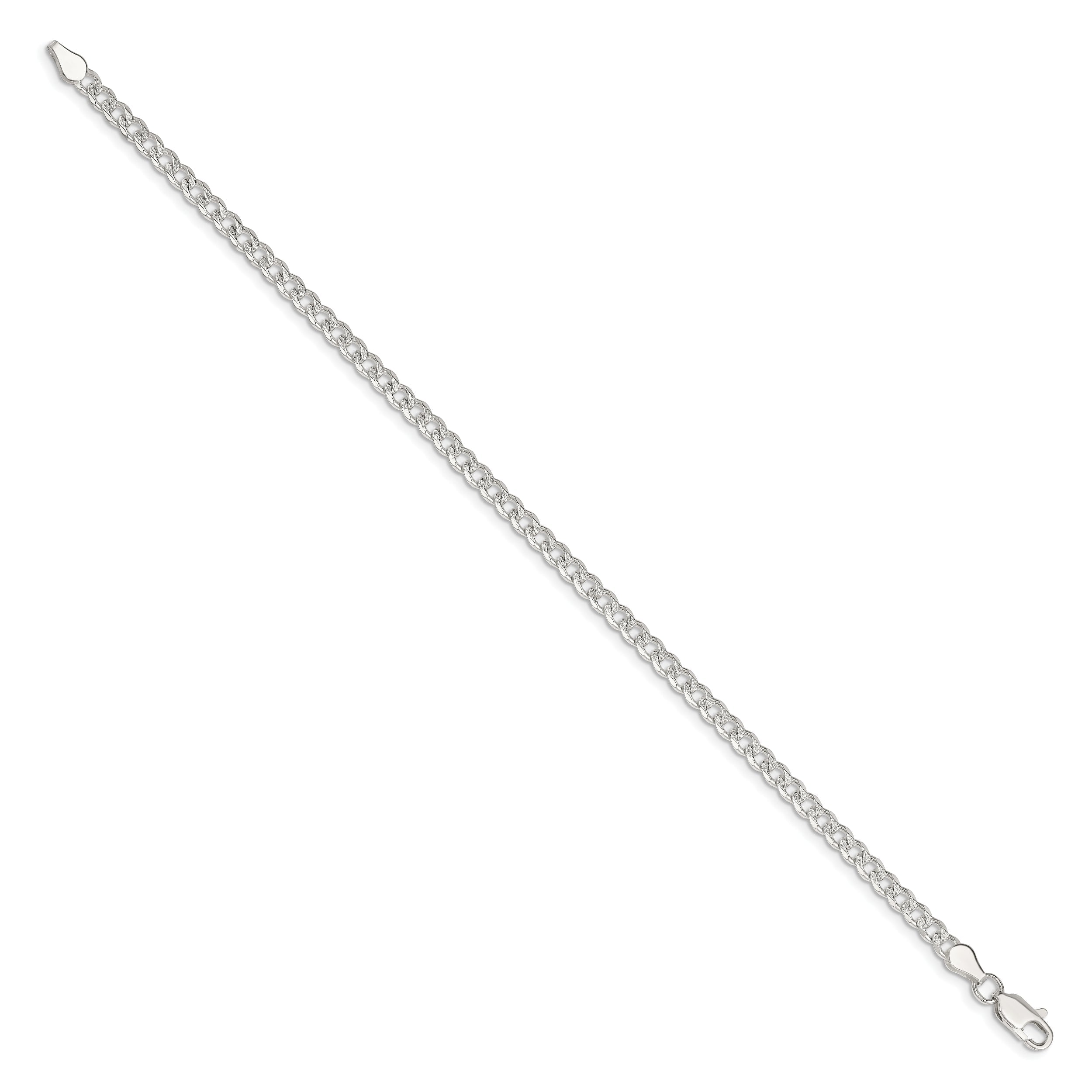 8 Inch Sterling Silver 3.8mm Pav Curb Chain Bracelet