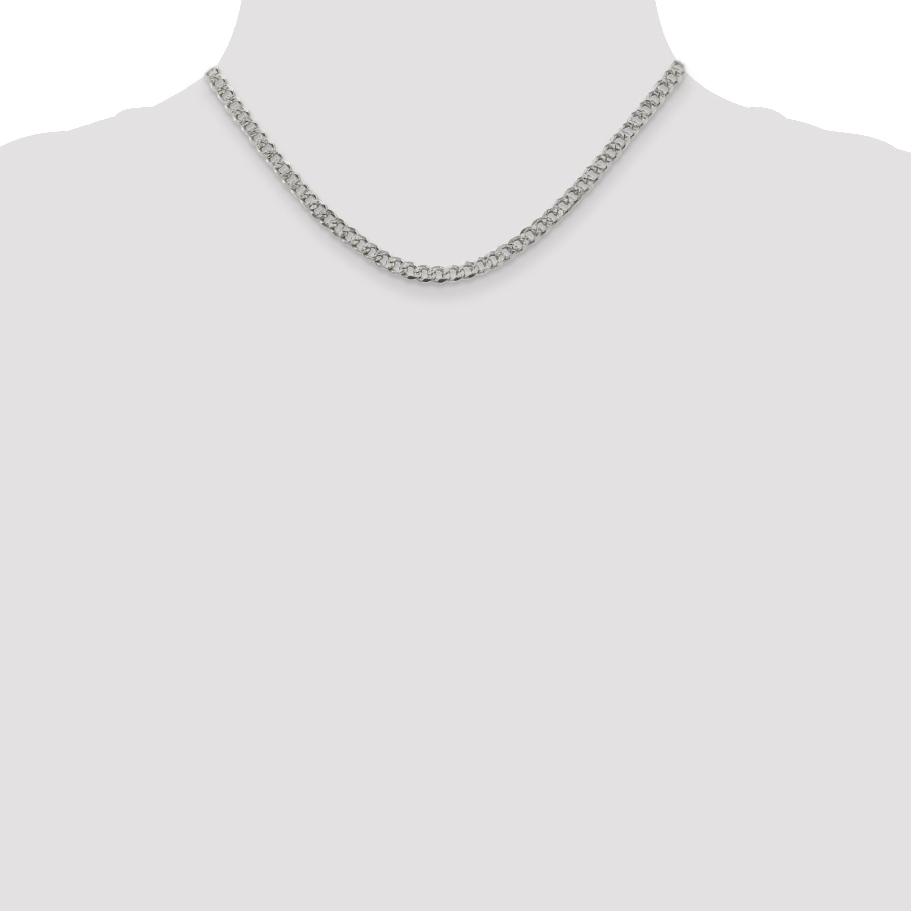 16 Inch Sterling Silver 4.5mm Pav Curb Chain Necklace