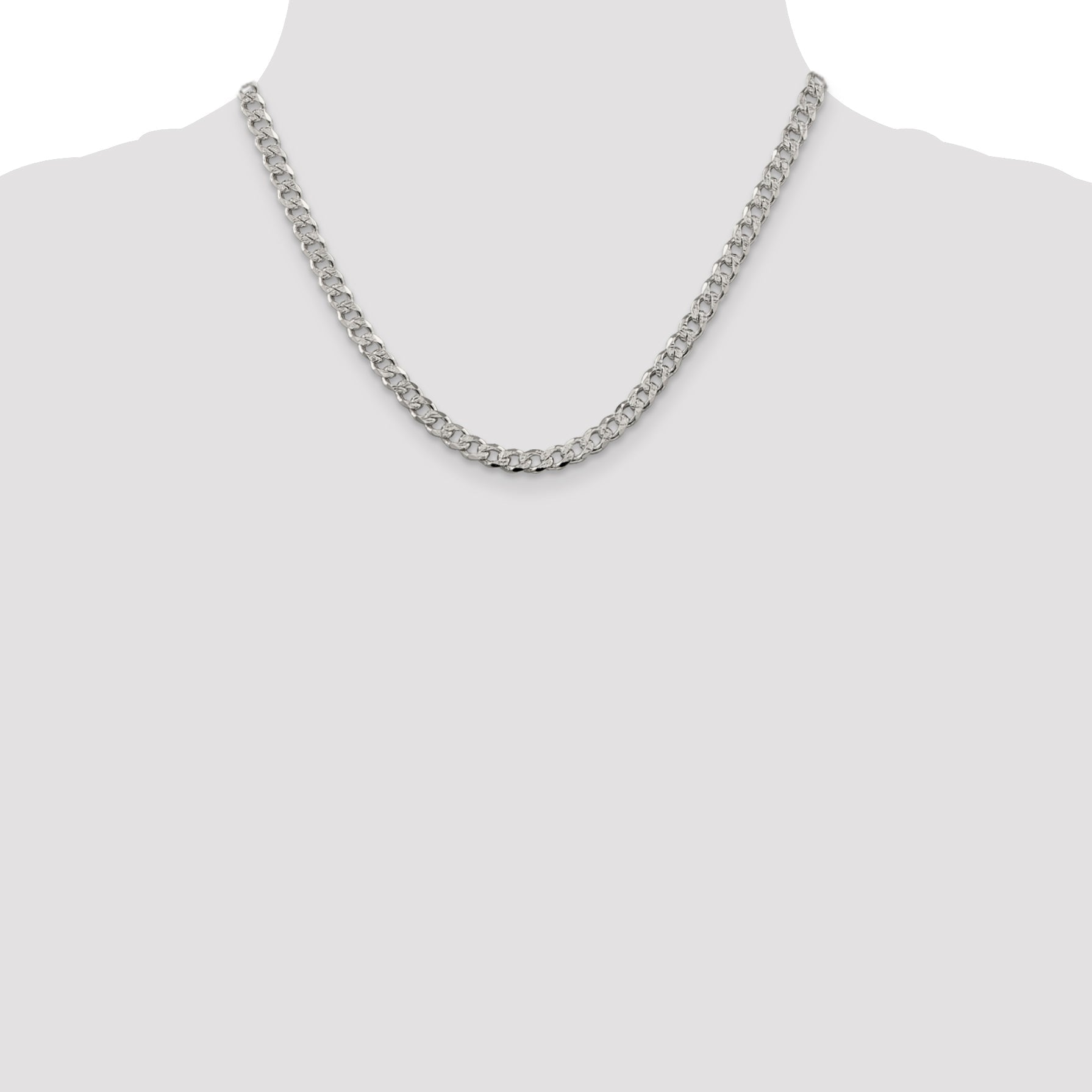 18 Inch Sterling Silver 5.5mm Pav Curb Chain Necklace