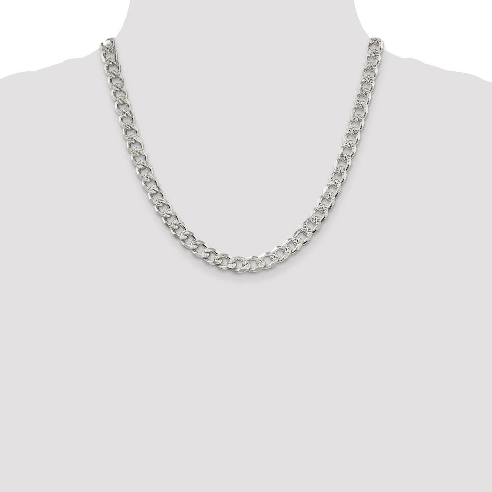 20 Inch Sterling Silver 8.3mm Pav Curb Chain Necklace