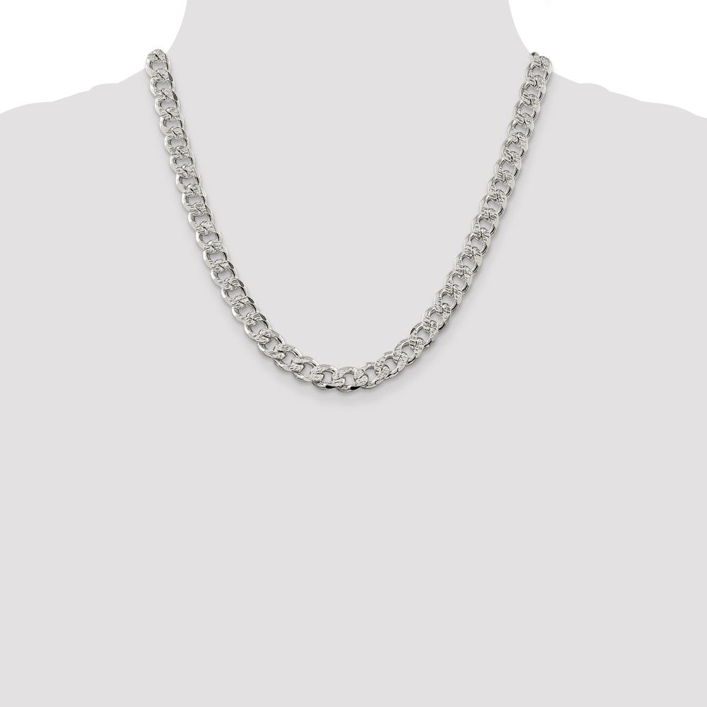 20 Inch Sterling Silver 9.3mm Pav Curb Chain Necklace