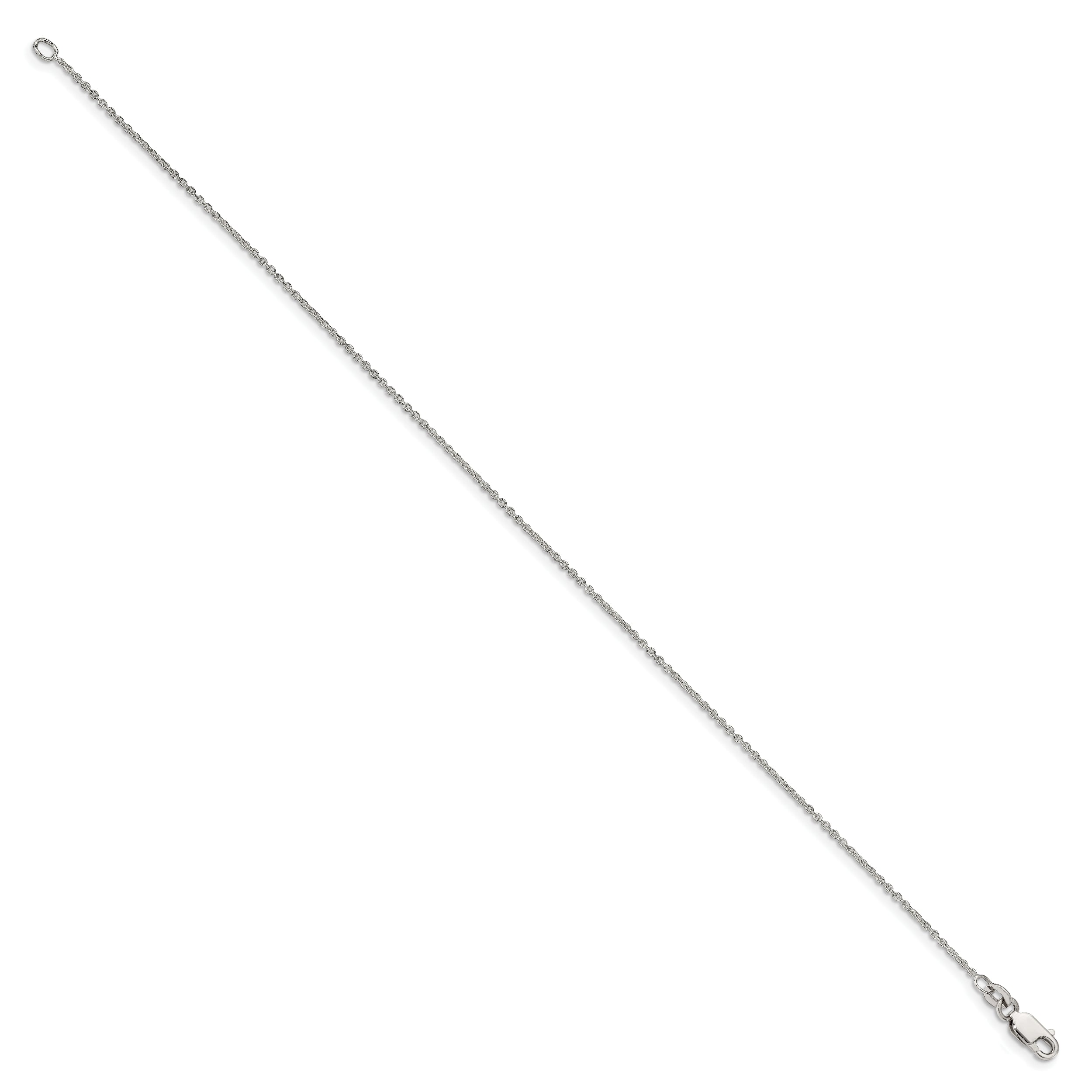 9 Inch Sterling Silver 1mm Cable Chain Anklet