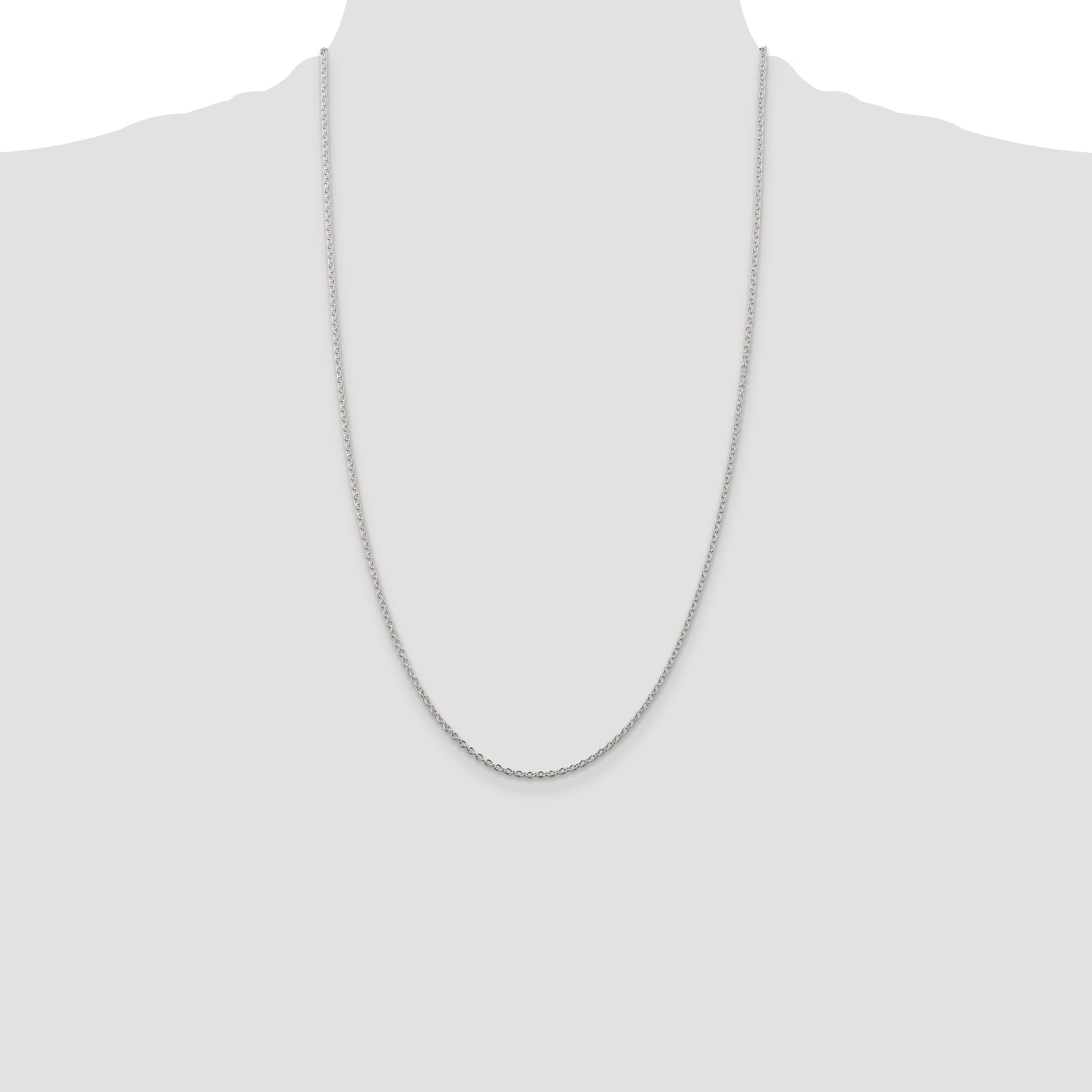 26 Inch Sterling Silver Rhodium-Plated 1.95mm Cable Chain Necklace