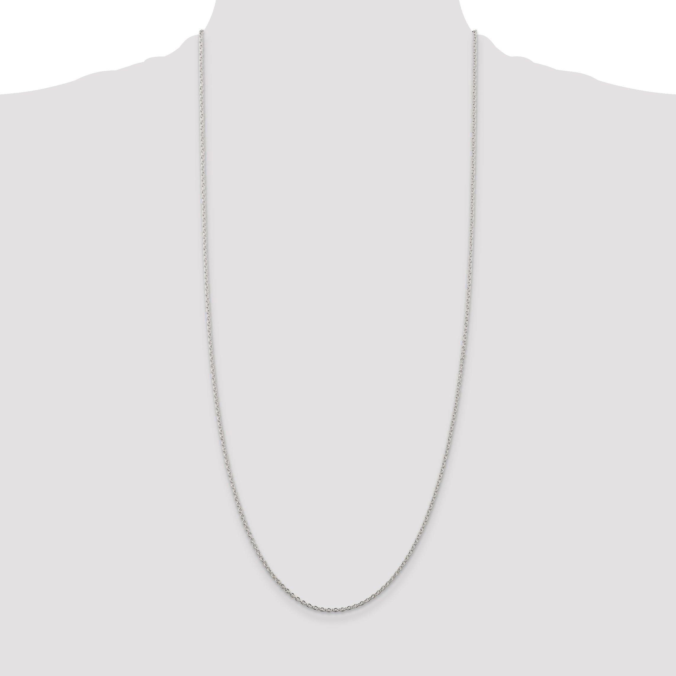 30 Inch Sterling Silver Rhodium-Plated 1.95mm Cable Chain Necklace