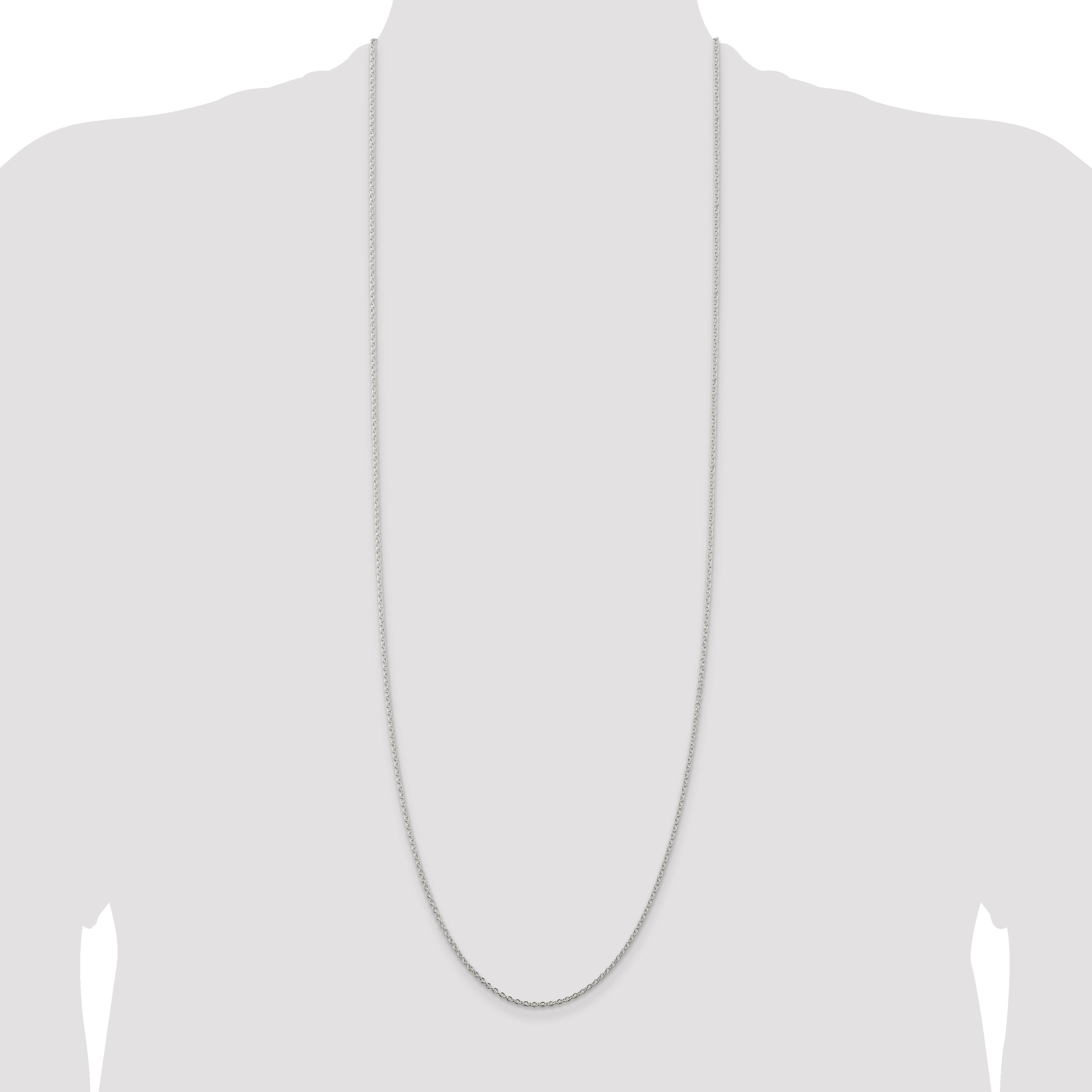 36 Inch Sterling Silver Rhodium-Plated 1.95mm Cable Chain Necklace