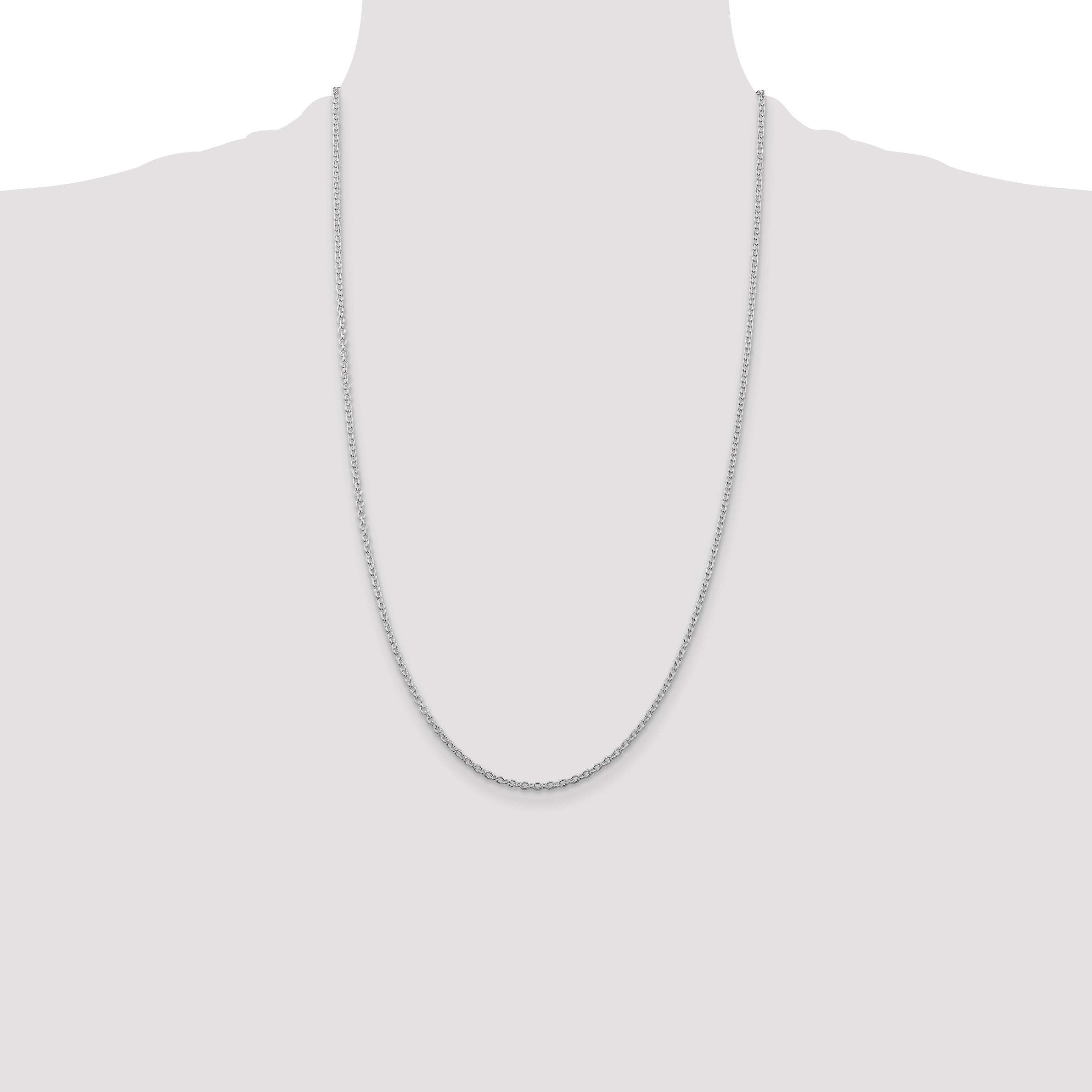 26 Inch Sterling Silver Rhodium-Plated 2.25mm Cable Chain Necklace