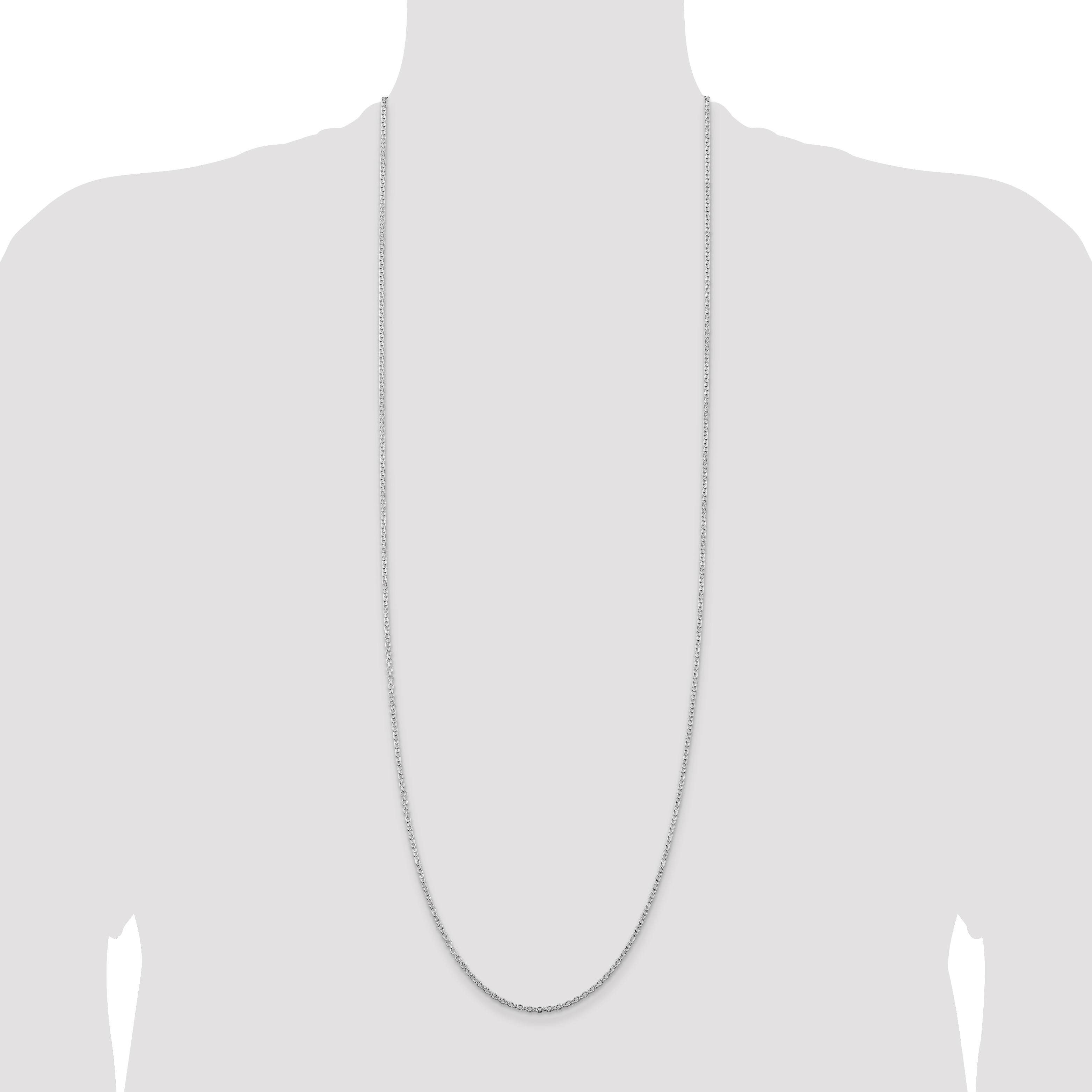 36 Inch Sterling Silver Rhodium-Plated 2.25mm Cable Chain Necklace