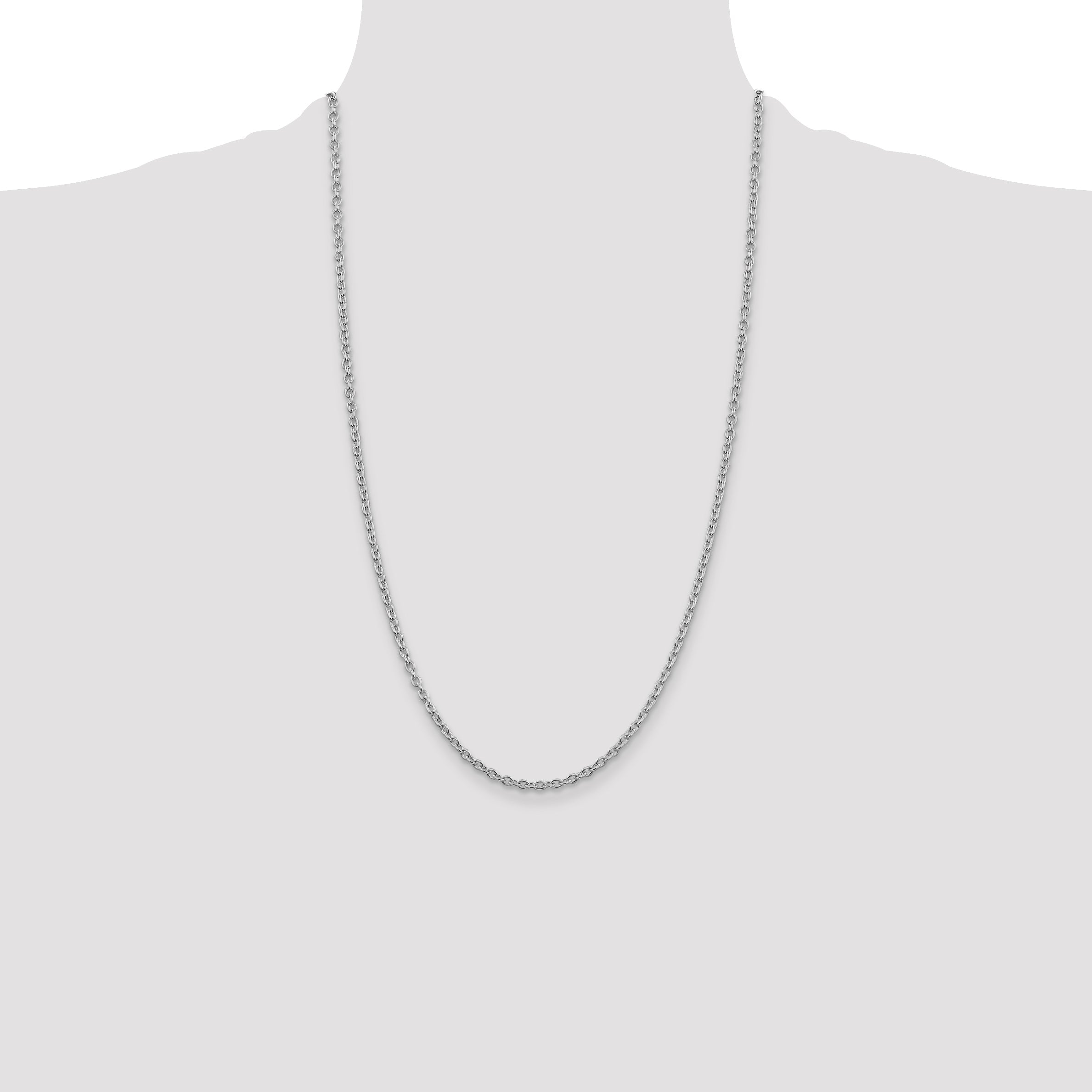 26 Inch Sterling Silver Rhodium-Plated 2.75mm Cable Chain Necklace