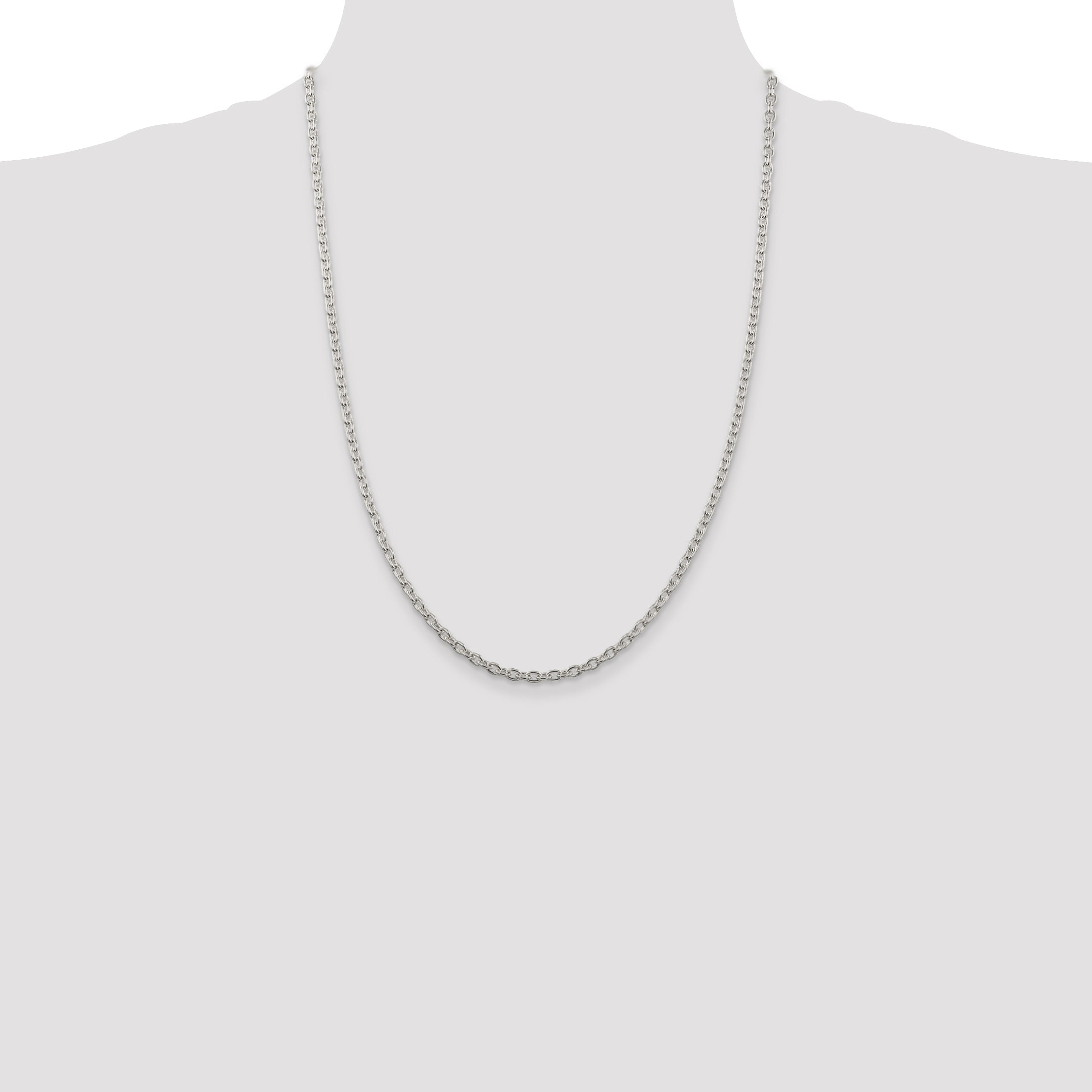 24 Inch Sterling Silver 3.5mm Cable Chain Necklace