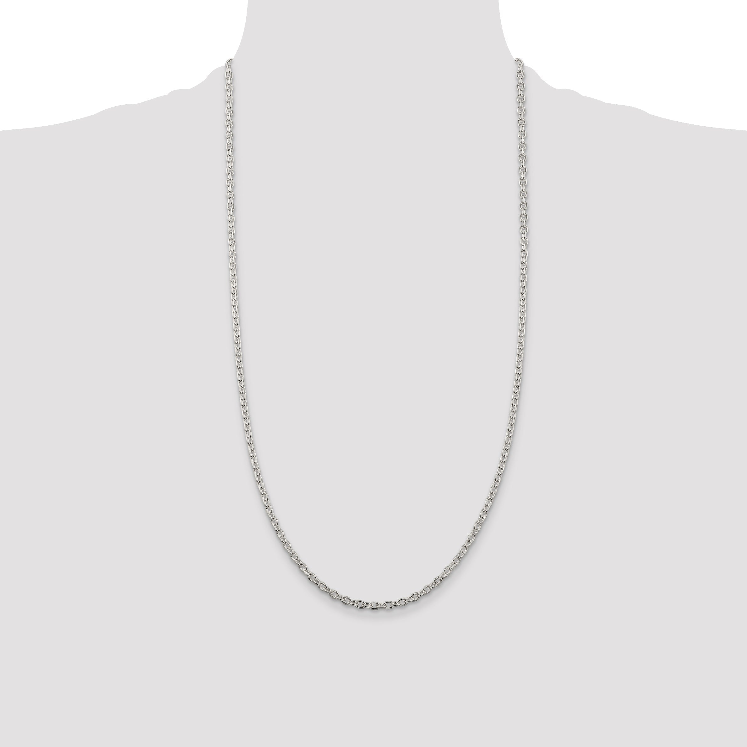 28 Inch Sterling Silver 3.5mm Cable Chain Necklace