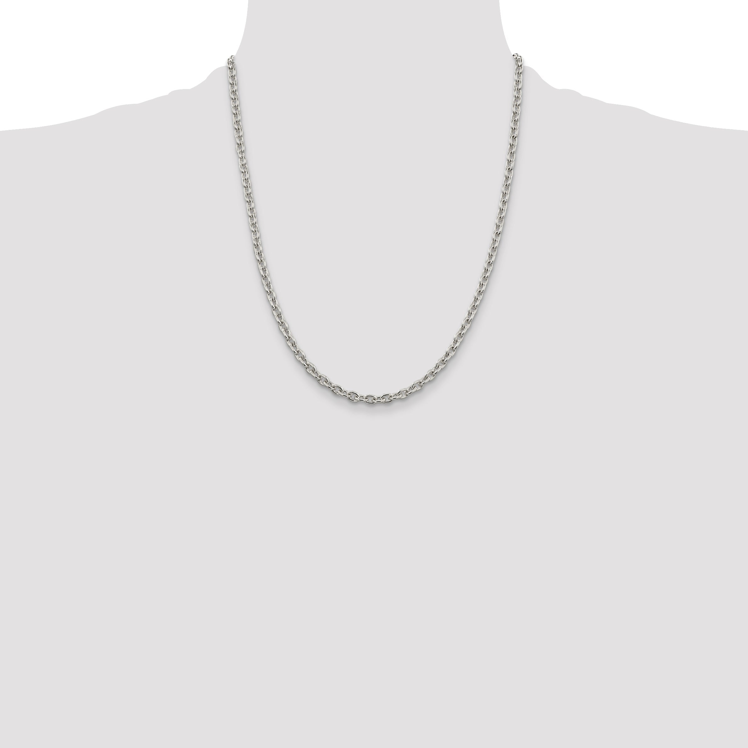 22 Inch Sterling Silver 4.5mm Cable Chain Necklace