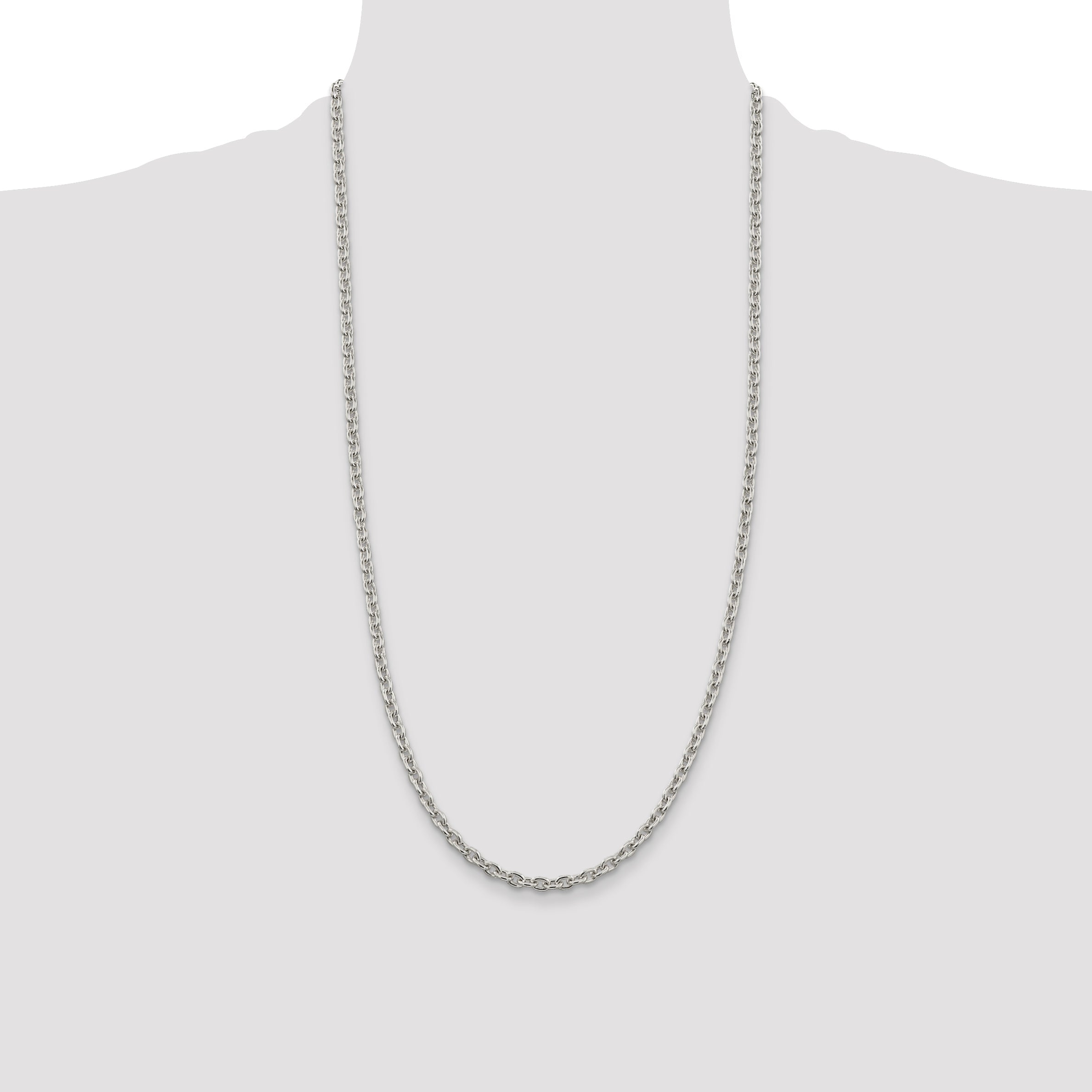 28 Inch Sterling Silver 4.5mm Cable Chain Necklace