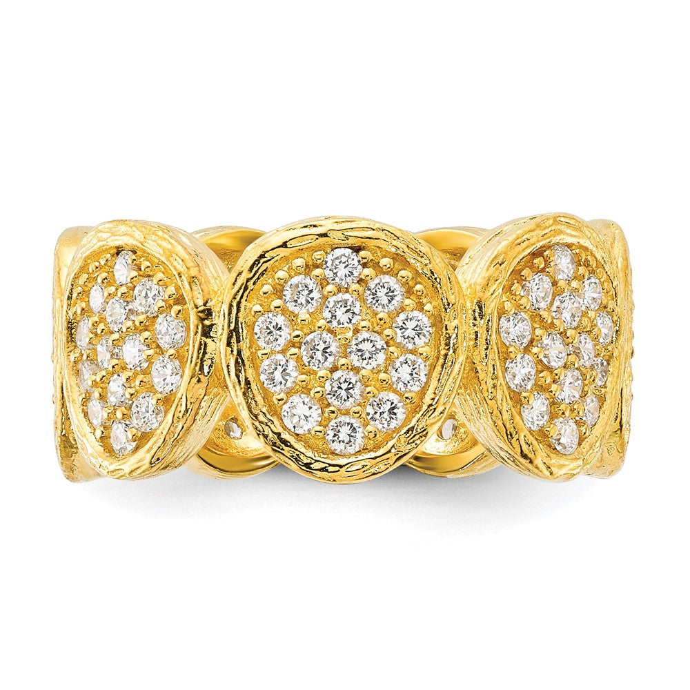 Sterling Silver Gold-Plated Cz Ovals Ring
