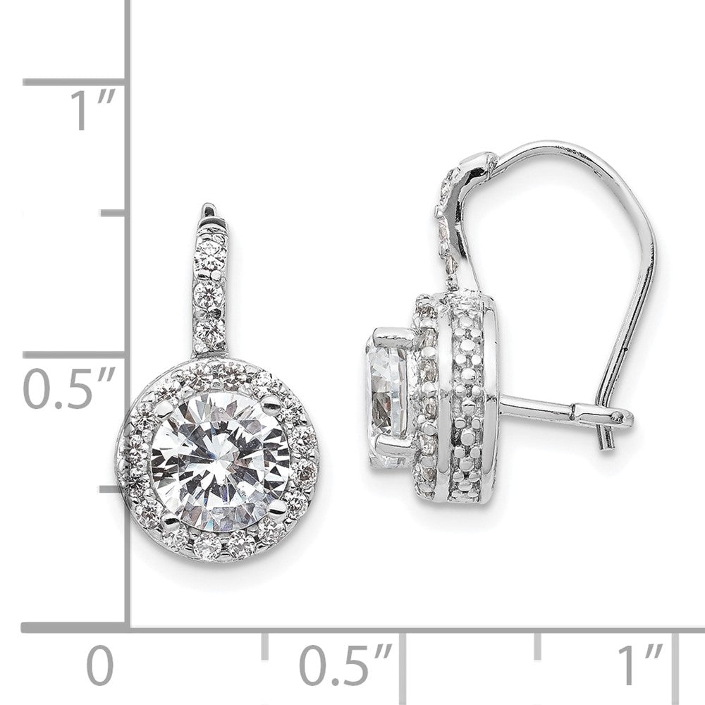 Sterling Silver Cheryl M Rhodium-Plated Brilliant-Cut Round Cz Halo Kidney Wire Dangle Earrings