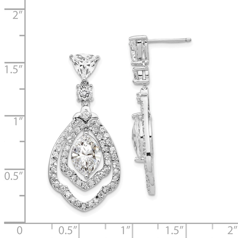 Sterling Silver Cheryl M Rhodium-Plated Brilliant-Cut Cz Fancy Post Dangle Earrings