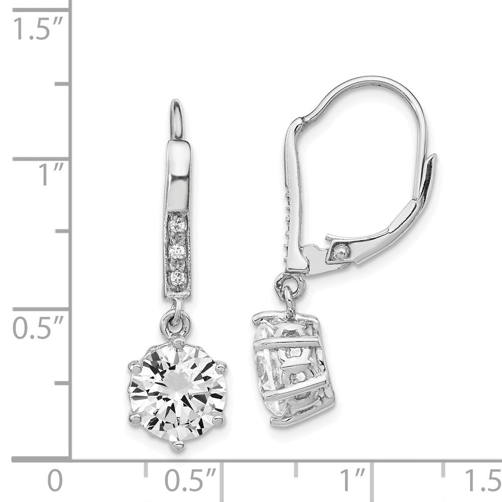 Sterling Silver Cheryl M Rhodium-Plated Brilliant-Cut Cz Dangle Leverback Earrings